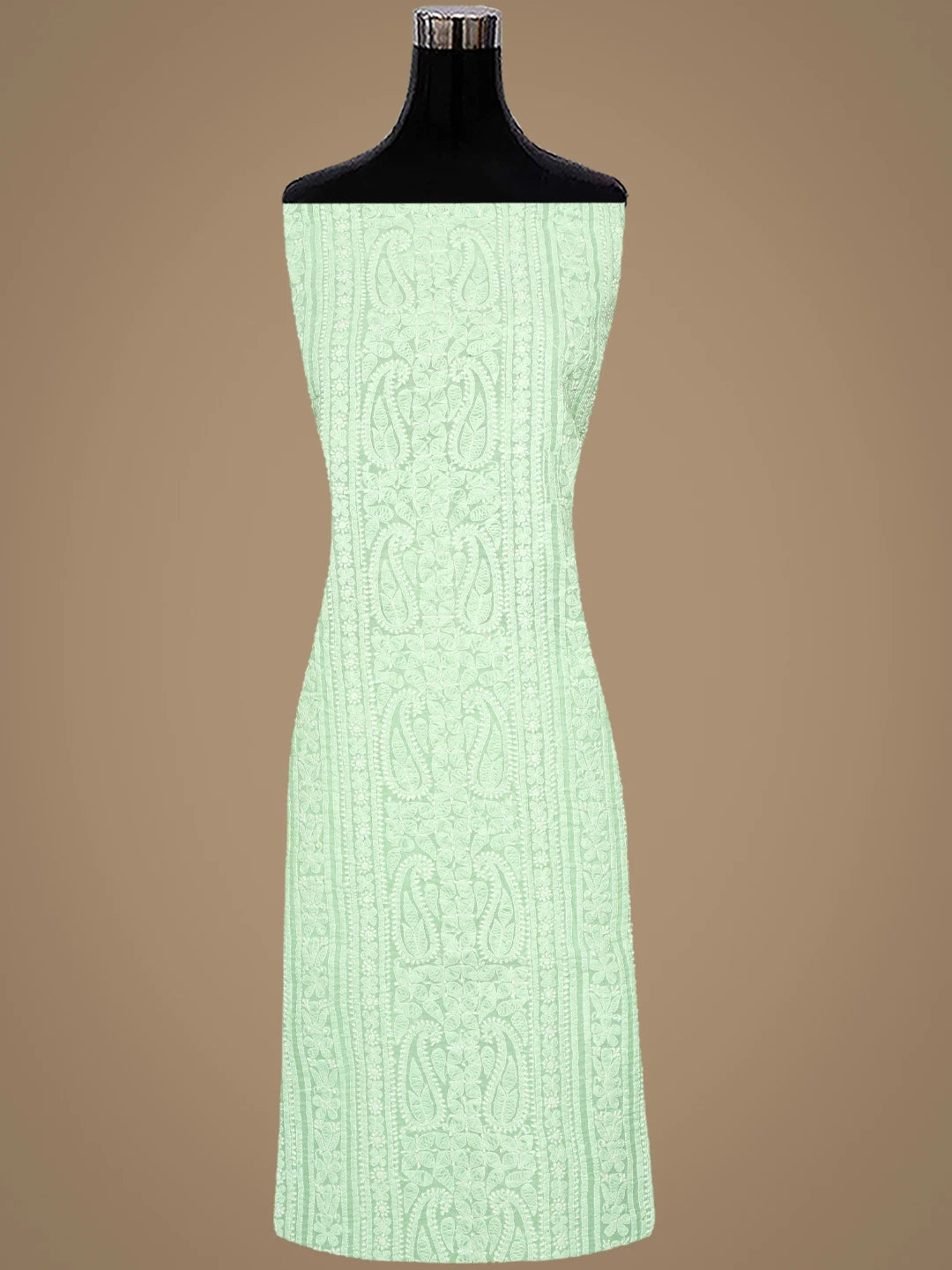 Ada Hand Embroidered Light Green Cotton Lucknowi Chikankari Unstitched Suit Piece 01A919329