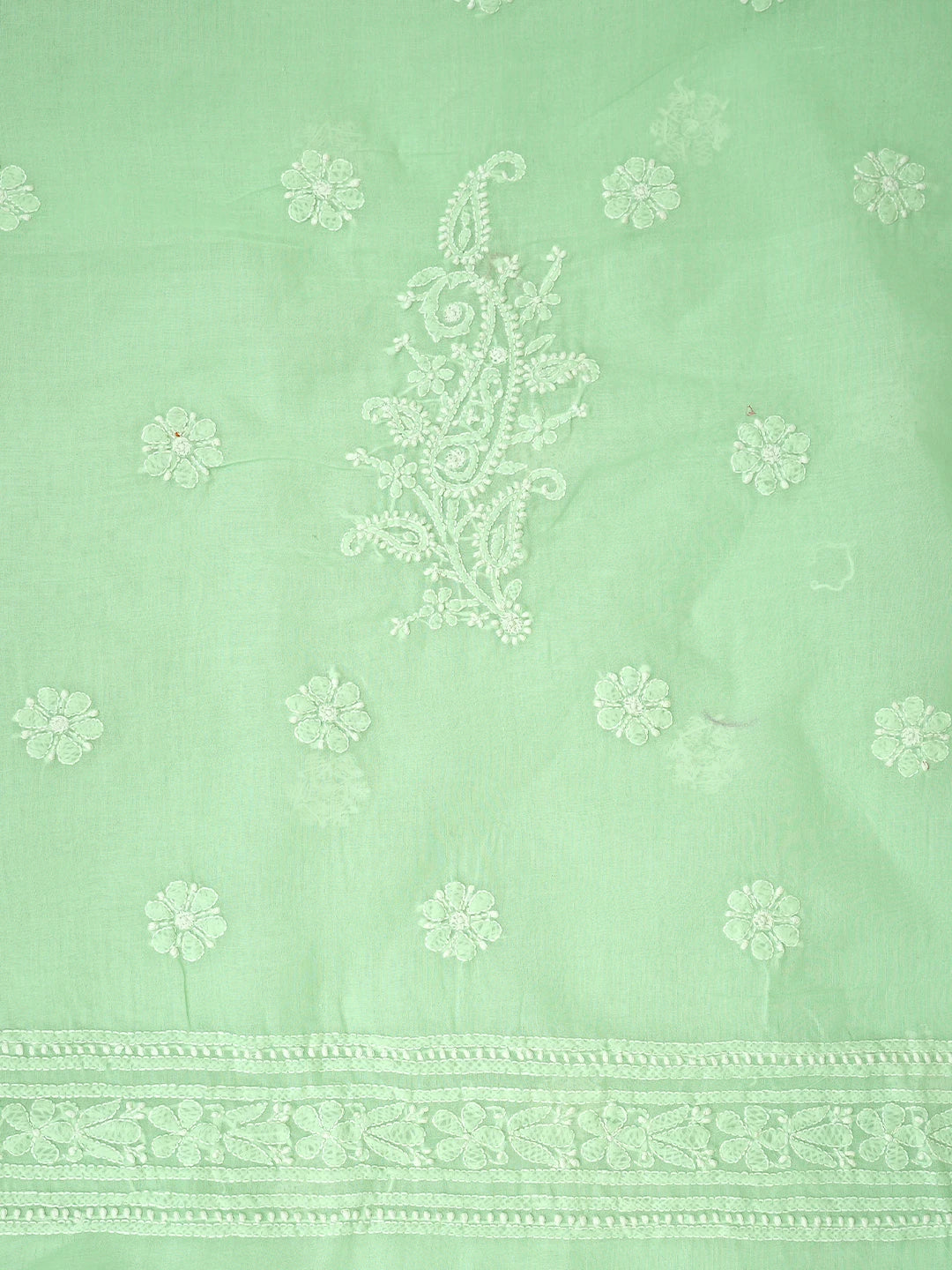 Ada Hand Embroidered Light Green Cotton Lucknowi Chikankari Unstitched Suit Piece 01A919329