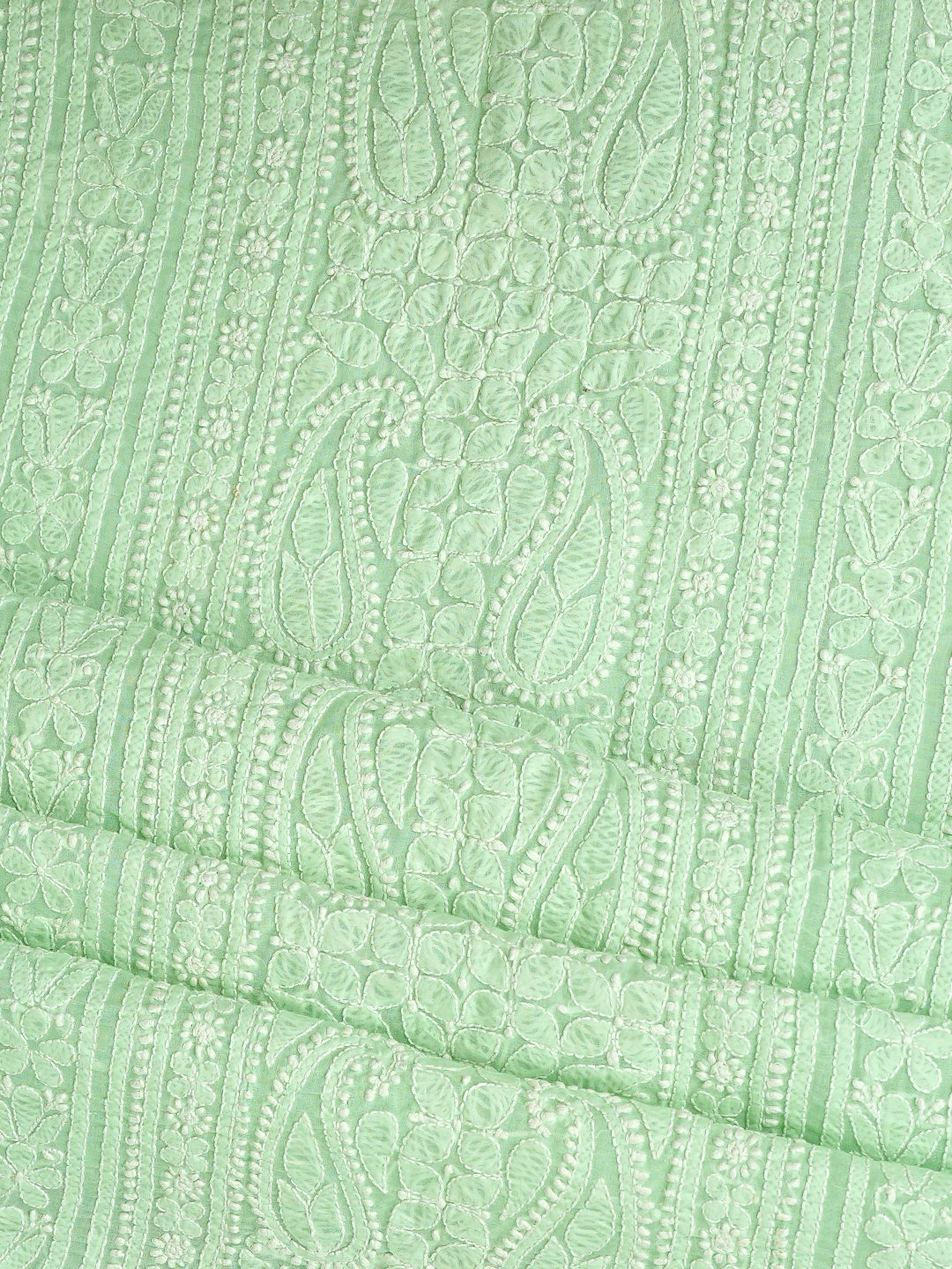 Ada Hand Embroidered Light Green Cotton Lucknowi Chikankari Unstitched Suit Piece 01A919329