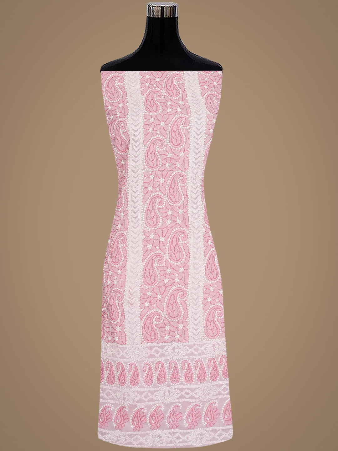 Ada Hand Embroidered Pink Cotton Lucknowi Chikankari Unstitched Suit Piece 01A910862