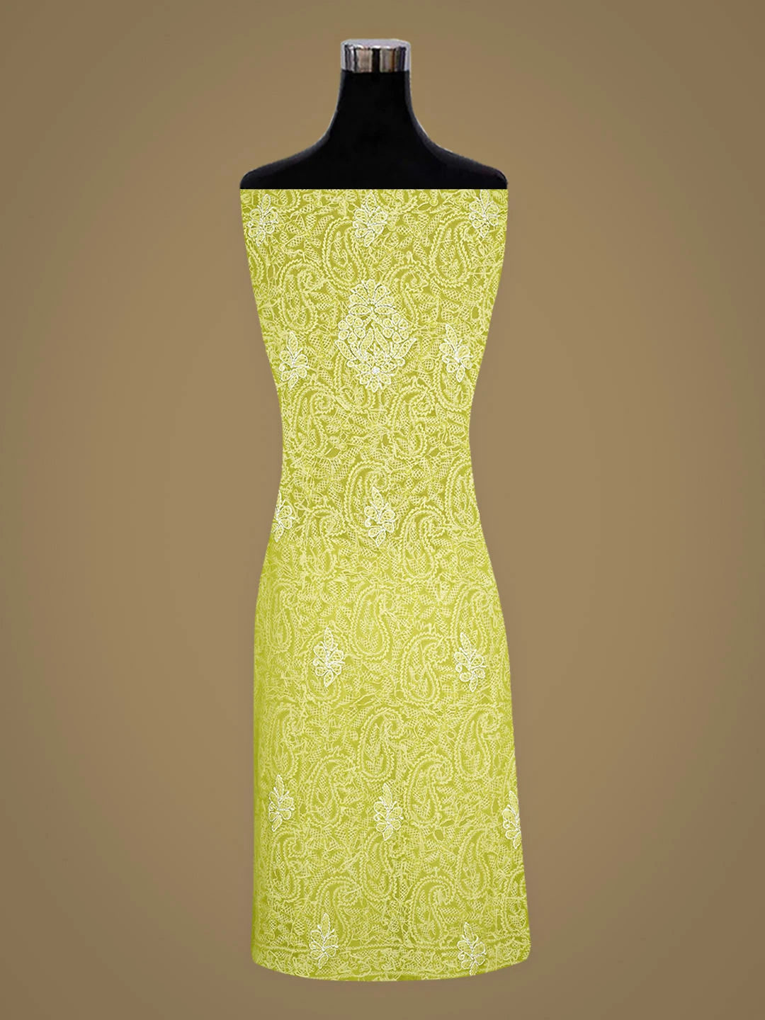 Ada Hand Embroidered Parrot Green Georgette Lucknowi Chikankari Unstitched Suit Piece 01A915205