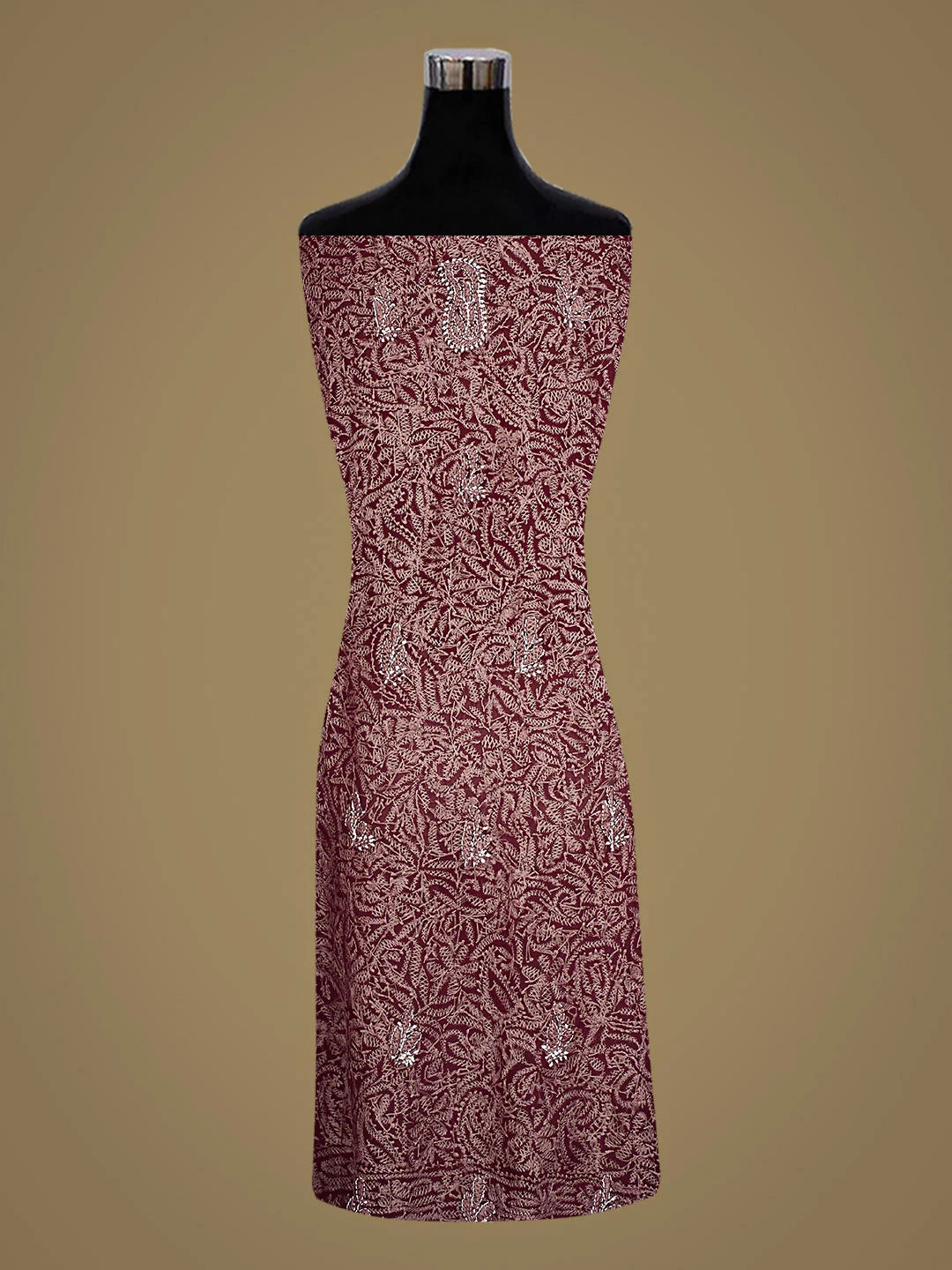 Ada Hand Embroidered Wine Georgette Lucknowi Chikankari Unstitched Suit Piece 01A915170