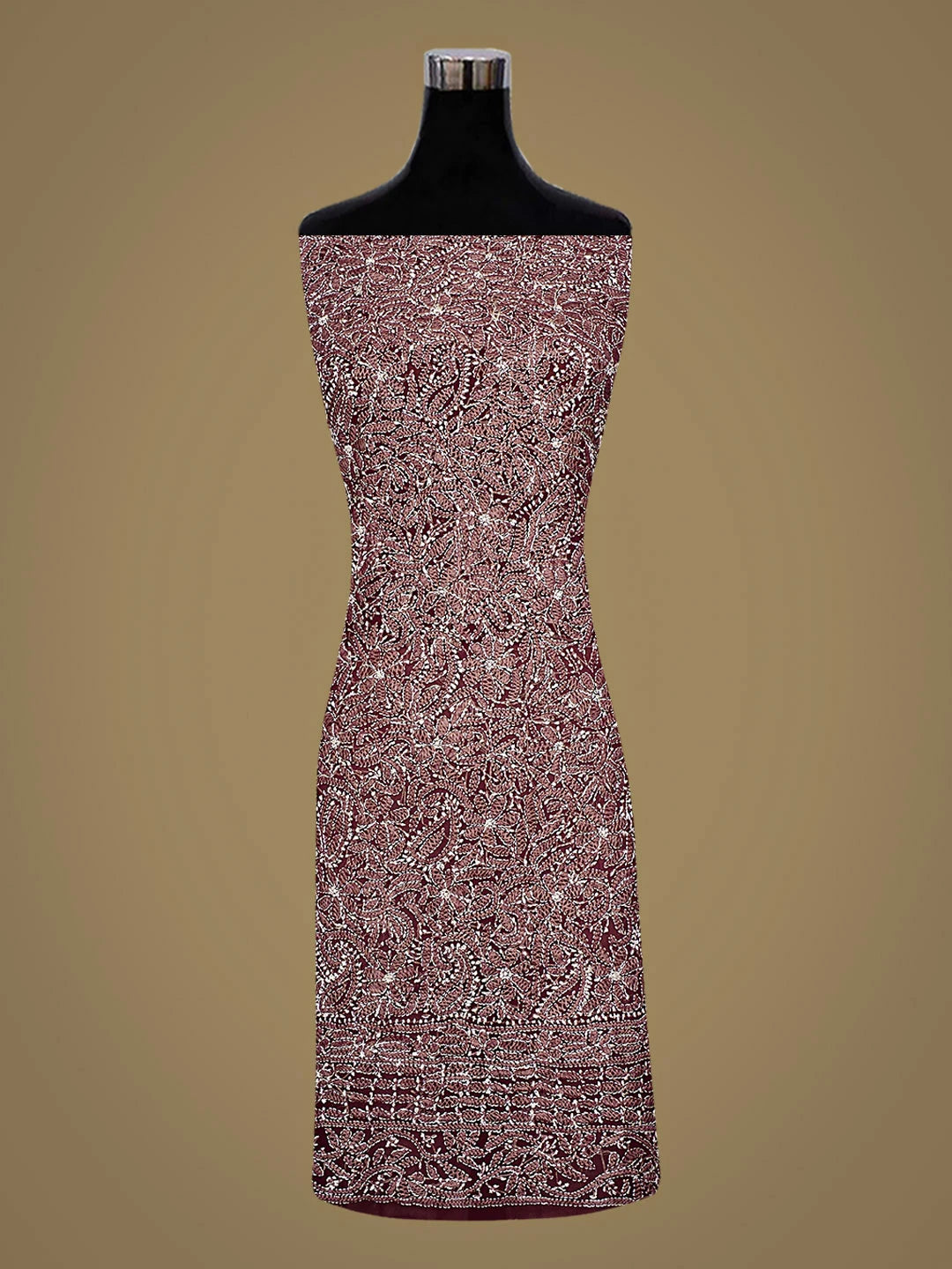 Ada Hand Embroidered Wine Georgette Lucknowi Chikankari Unstitched Suit Piece 01A915170
