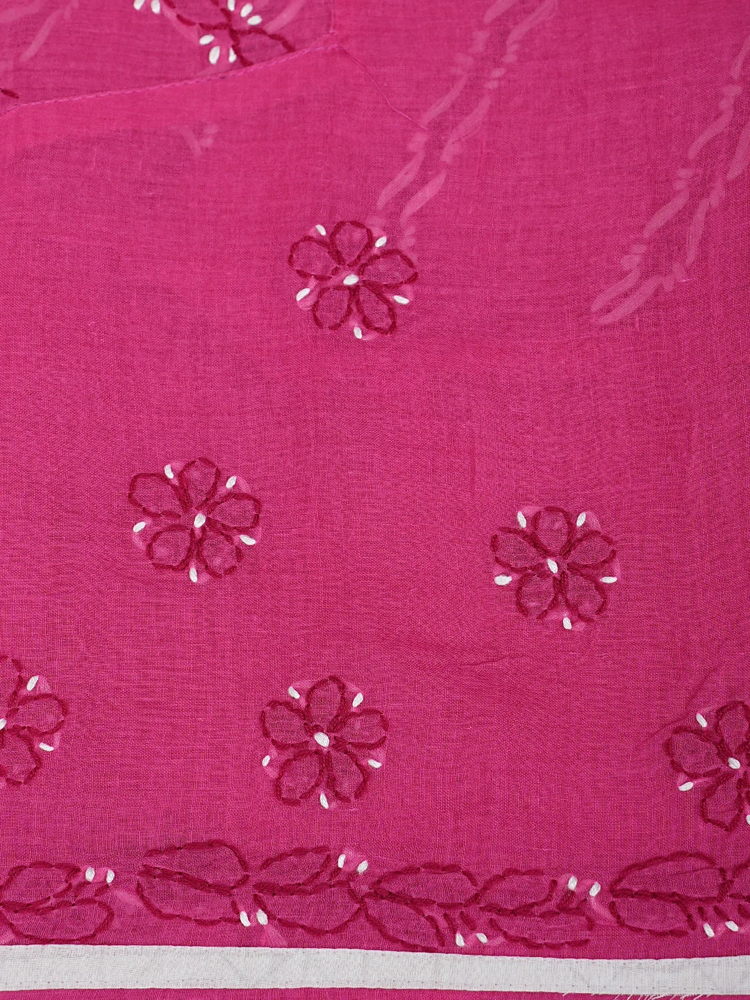 Ada Hand Embroidered Magenta Cotton Lucknowi Chikankari Unstitched Suit Piece 01A883210
