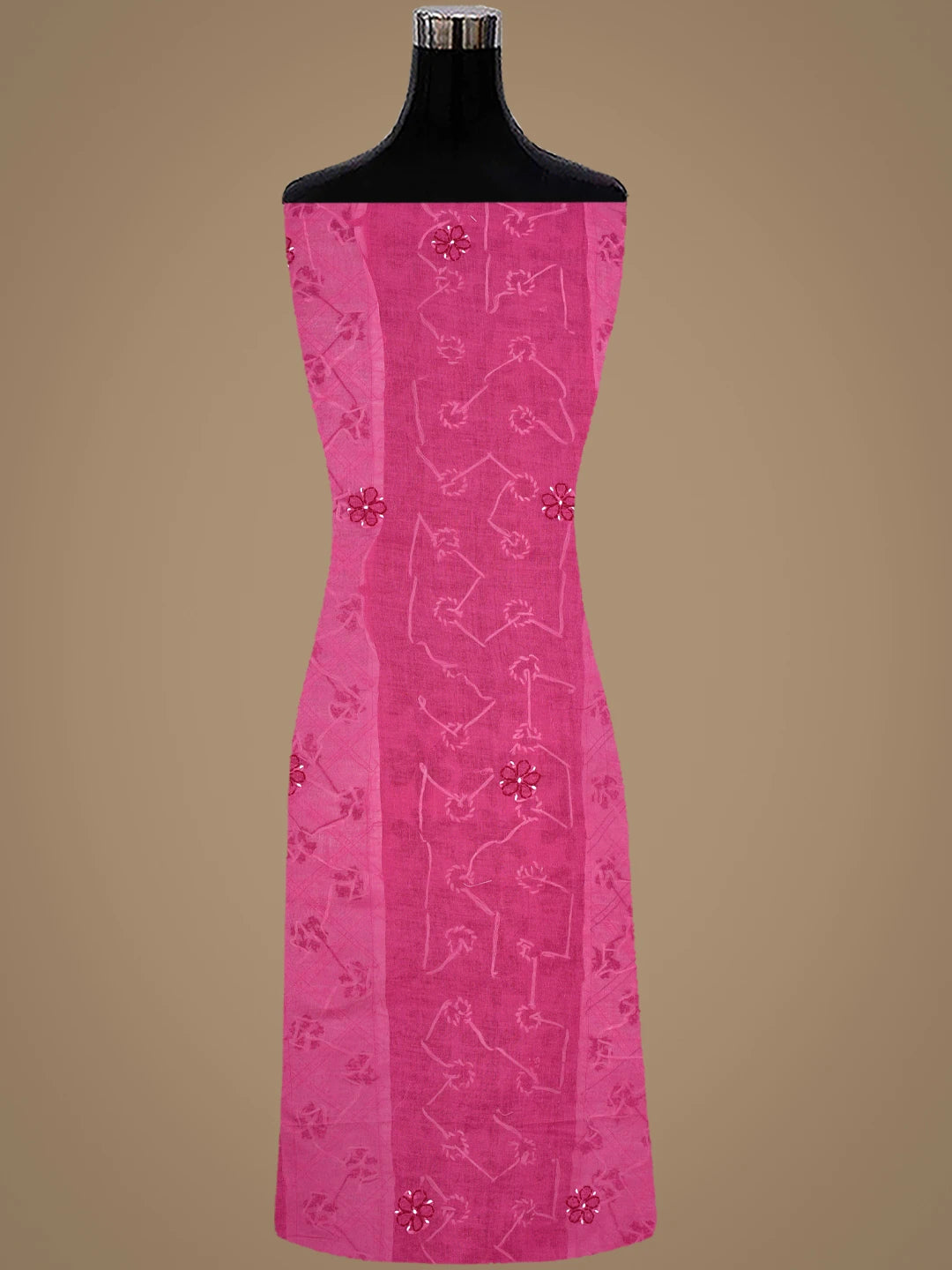 Ada Hand Embroidered Magenta Cotton Lucknowi Chikankari Unstitched Suit Piece 01A883210