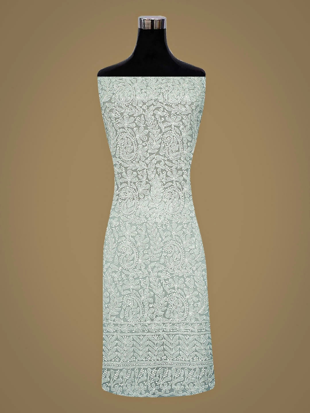 Ada Hand Embroidered Grey Georgette Lucknowi Chikankari Unstitched Suit Piece 01A916031