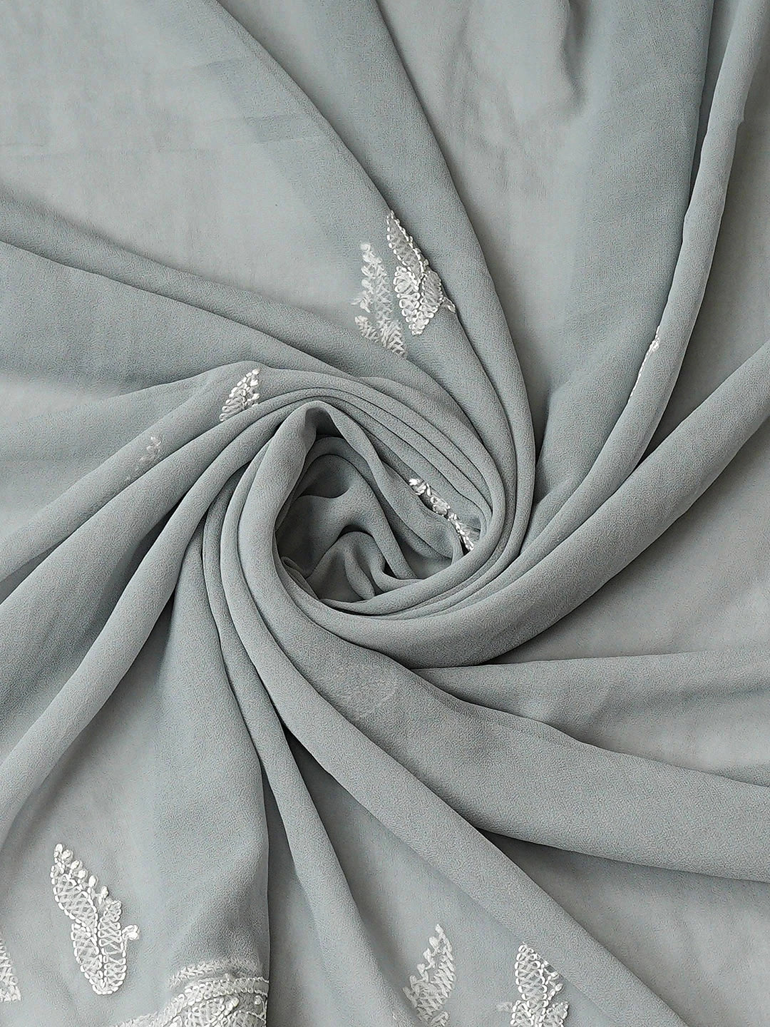 Ada Hand Embroidered Grey Georgette Lucknowi Chikankari Unstitched Suit Piece 01A916031