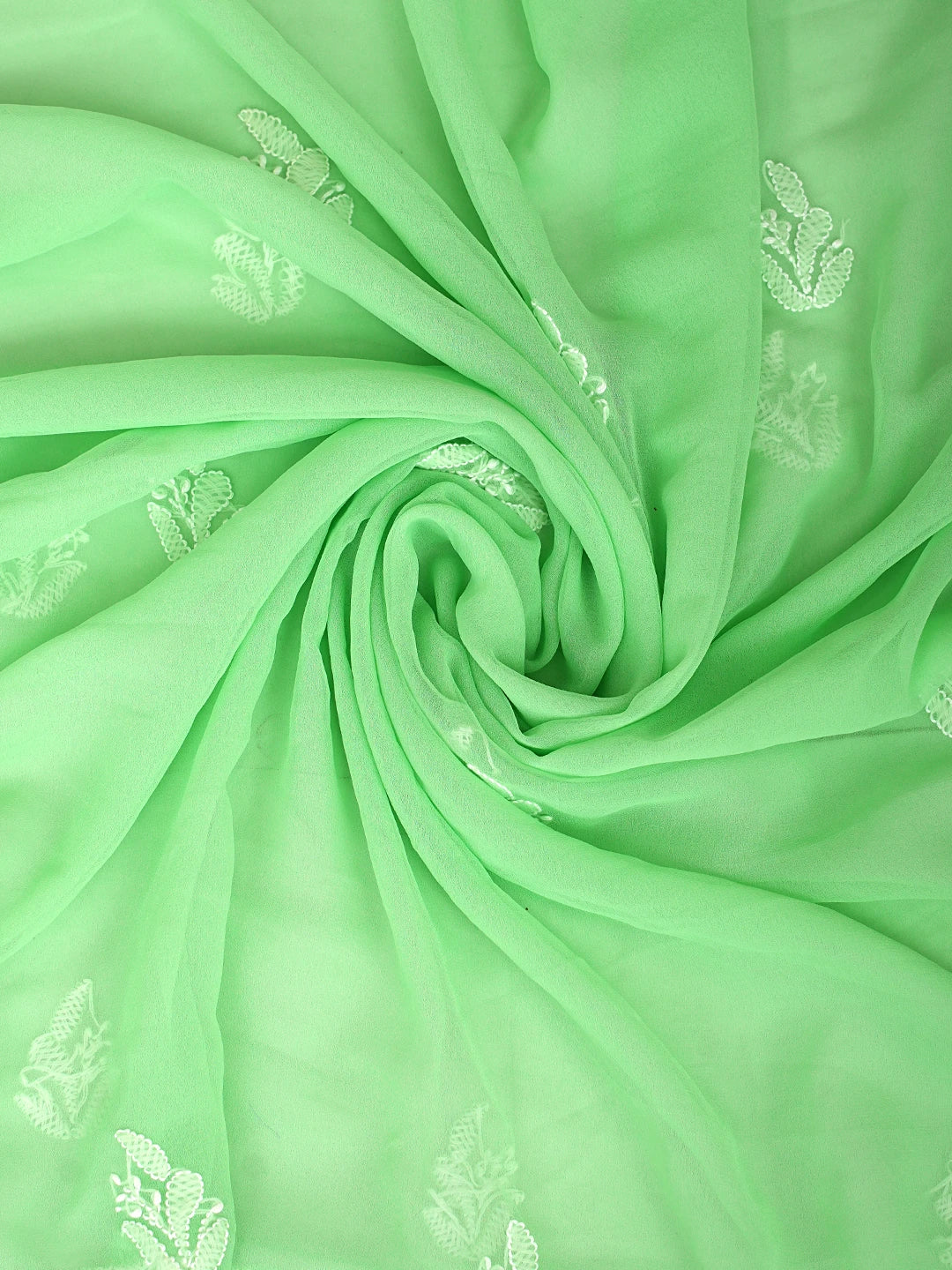 Ada Hand Embroidered Lime Green Georgette Lucknowi Chikankari Unstitched Suit Piece 01A915220