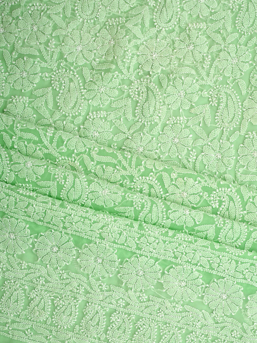 Ada Hand Embroidered Lime Green Georgette Lucknowi Chikankari Unstitched Suit Piece 01A915220