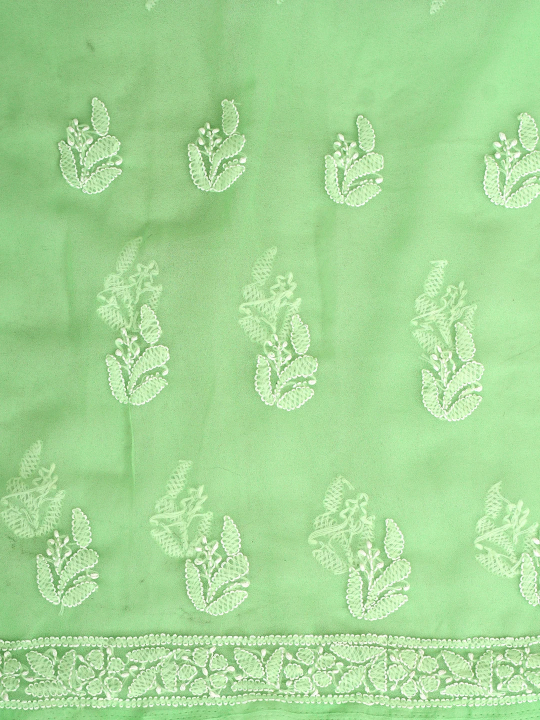 Ada Hand Embroidered Lime Green Georgette Lucknowi Chikankari Unstitched Suit Piece 01A915220