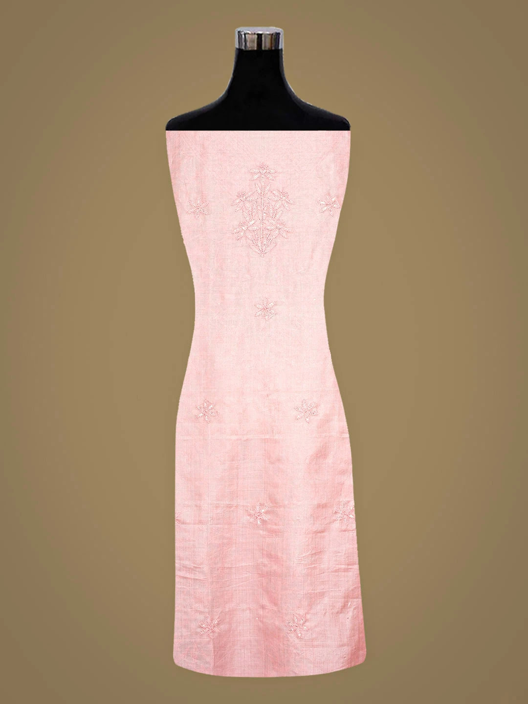 Ada Hand Embroidered Pink Silk Lucknowi Chikankari Unstitched Suit Piece with Cutdana Work 01A702849