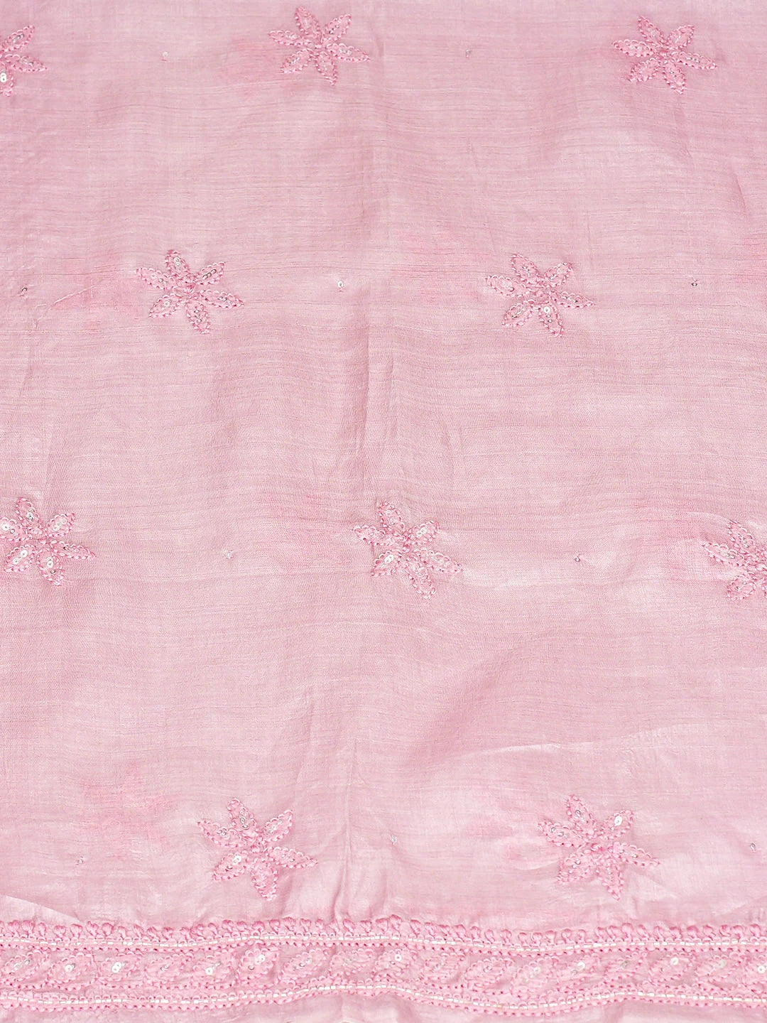 Ada Hand Embroidered Pink Silk Lucknowi Chikankari Unstitched Suit Piece with Cutdana Work 01A702849