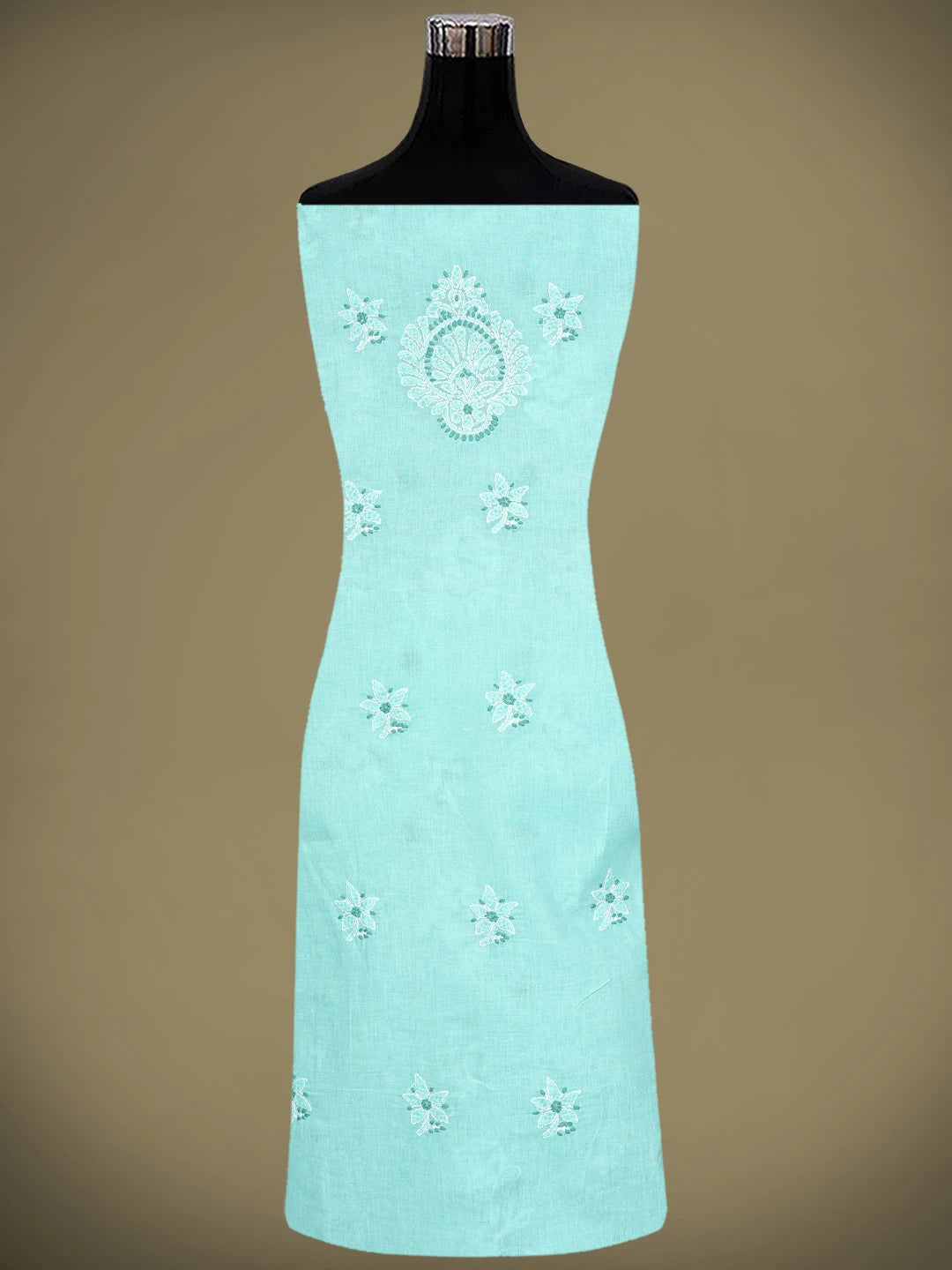 Ada Hand Embroidered Ice Blue Cotton Lucknowi Chikankari Unstitched Suit Piece 01A920974