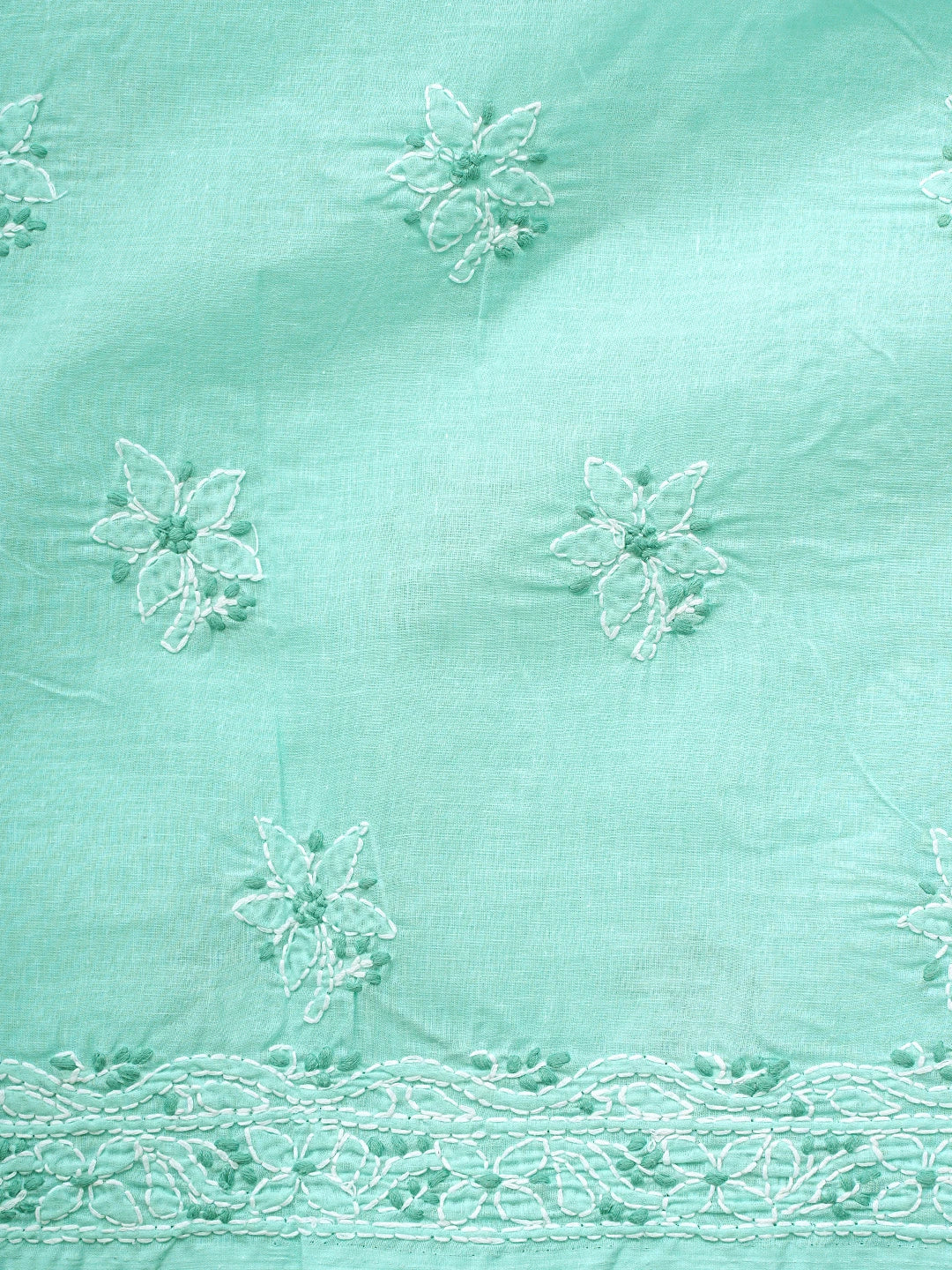 Ada Hand Embroidered Ice Blue Cotton Lucknowi Chikankari Unstitched Suit Piece 01A920974