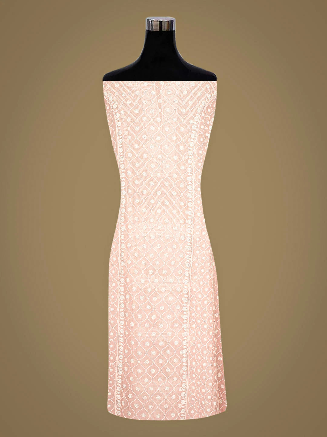 Ada Hand Embroidered Rose Pink Chanderi Lucknowi Chikankari Semi-Stitched Kurta Dupatta Set With Cutdana Work 01A915053