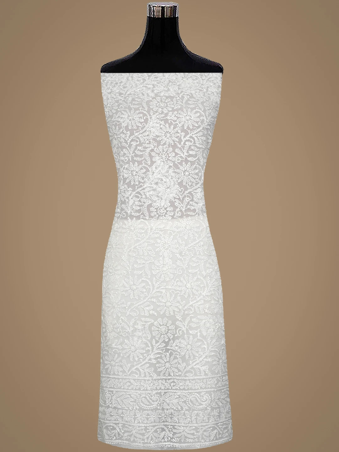 Ada Hand Embroidered White Georgette Lucknowi Chikankari Unstitched Suit Piece 01A915188
