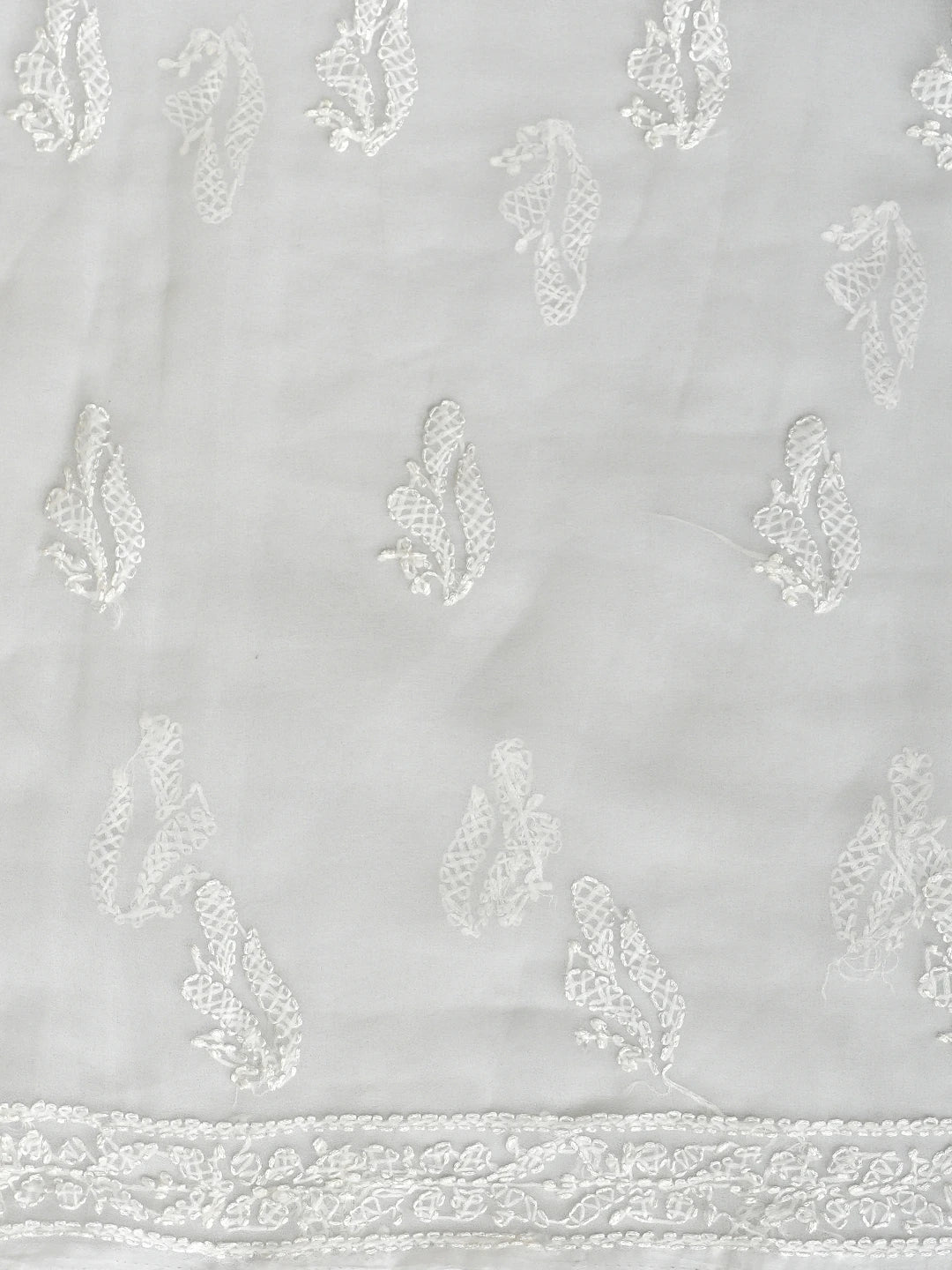 Ada Hand Embroidered White Georgette Lucknowi Chikankari Unstitched Suit Piece 01A915188
