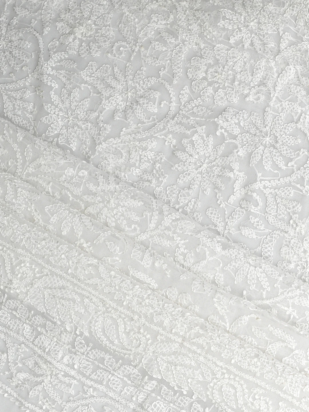 Ada Hand Embroidered White Georgette Lucknowi Chikankari Unstitched Suit Piece 01A915188
