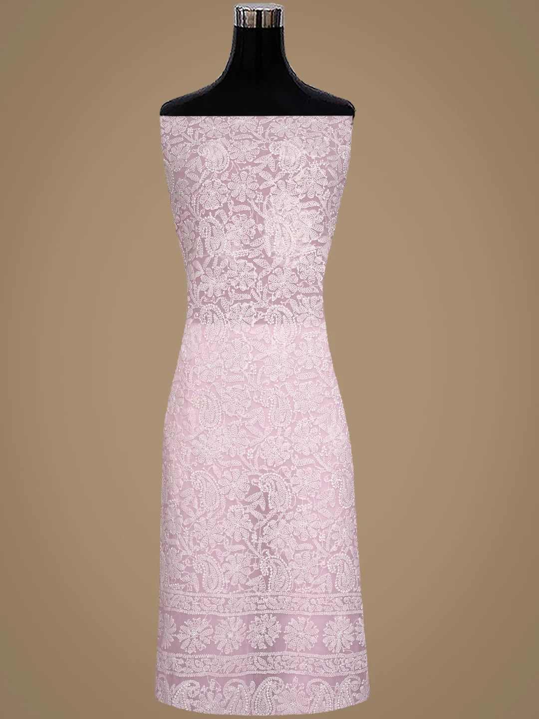 Ada Hand Embroidered Pink Georgette Lucknowi Chikankari Unstitched Suit Piece 01A915233
