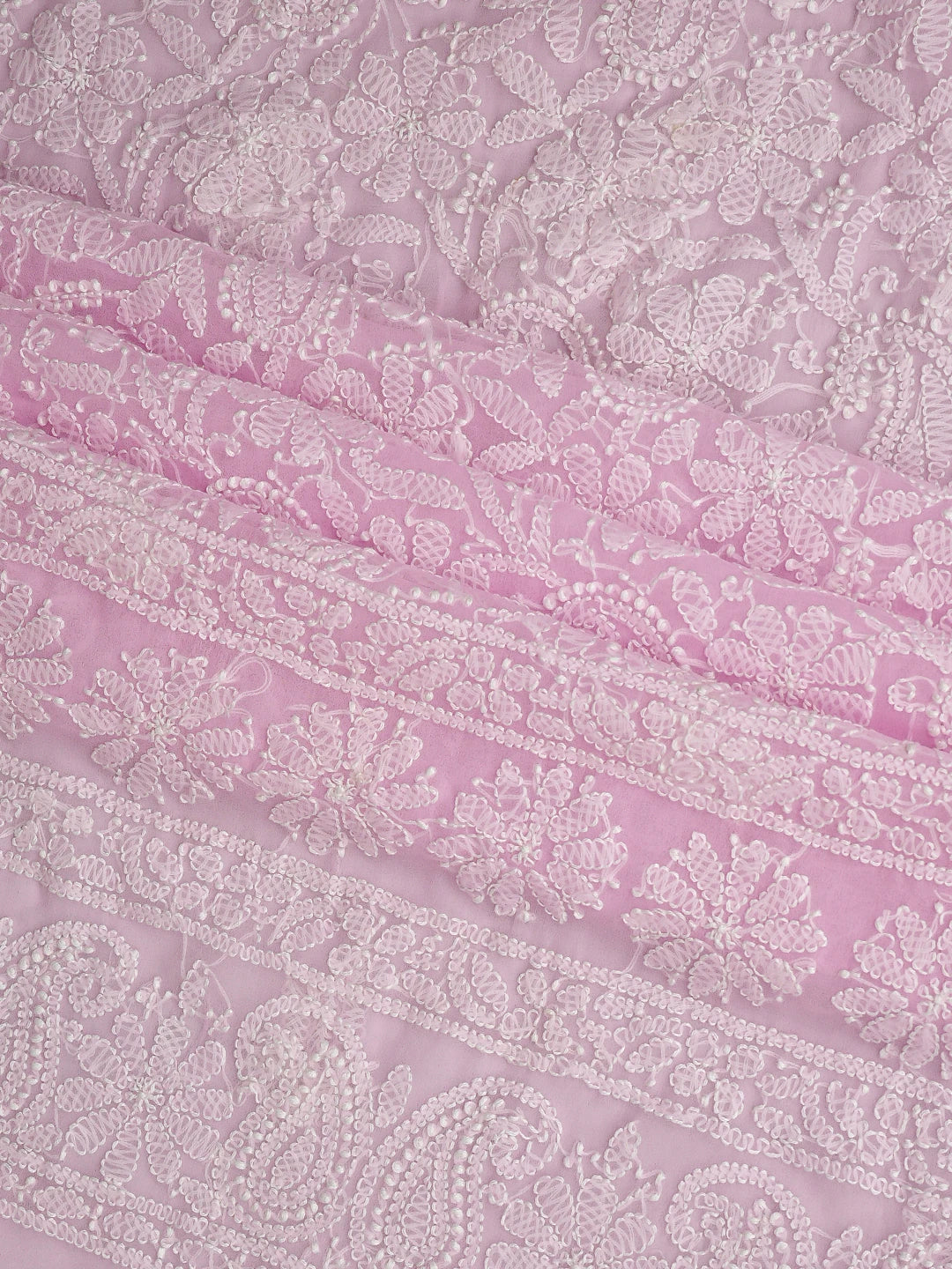 Ada Hand Embroidered Pink Georgette Lucknowi Chikankari Unstitched Suit Piece 01A915233