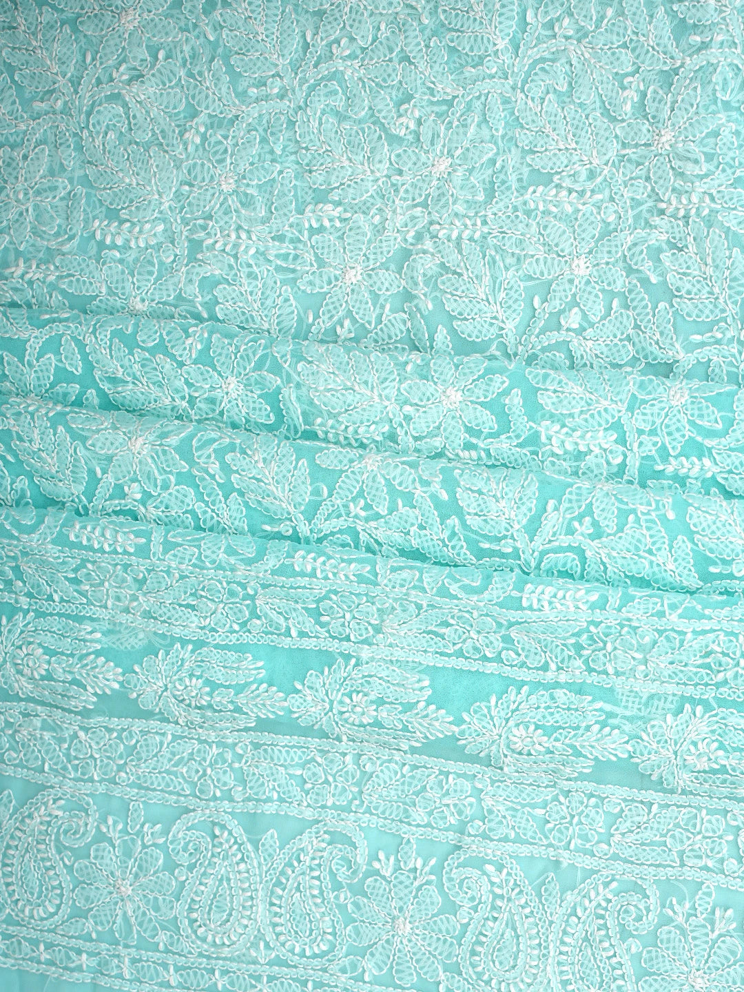 Ada Hand Embroidered Sea Green Georgette Lucknowi Chikankari Unstitched Suit Piece 01A915231