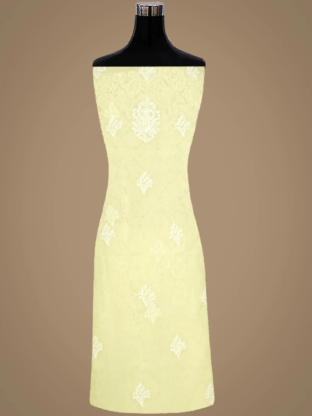 Ada Hand Embroidered Lemon Georgette Lucknowi Chikankari Unstitched Suit Piece 01A915229