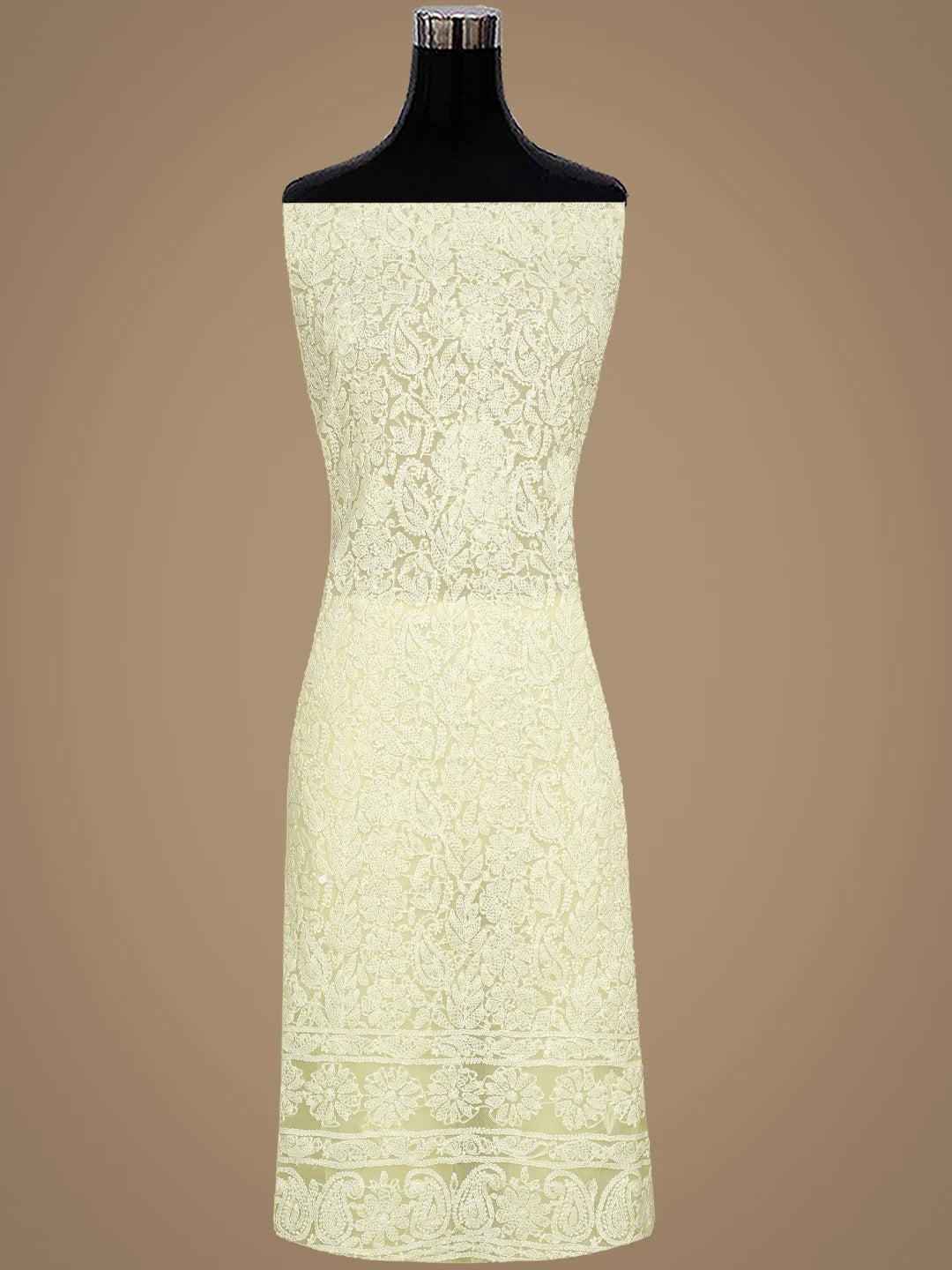 Ada Hand Embroidered Lemon Georgette Lucknowi Chikankari Unstitched Suit Piece 01A915229