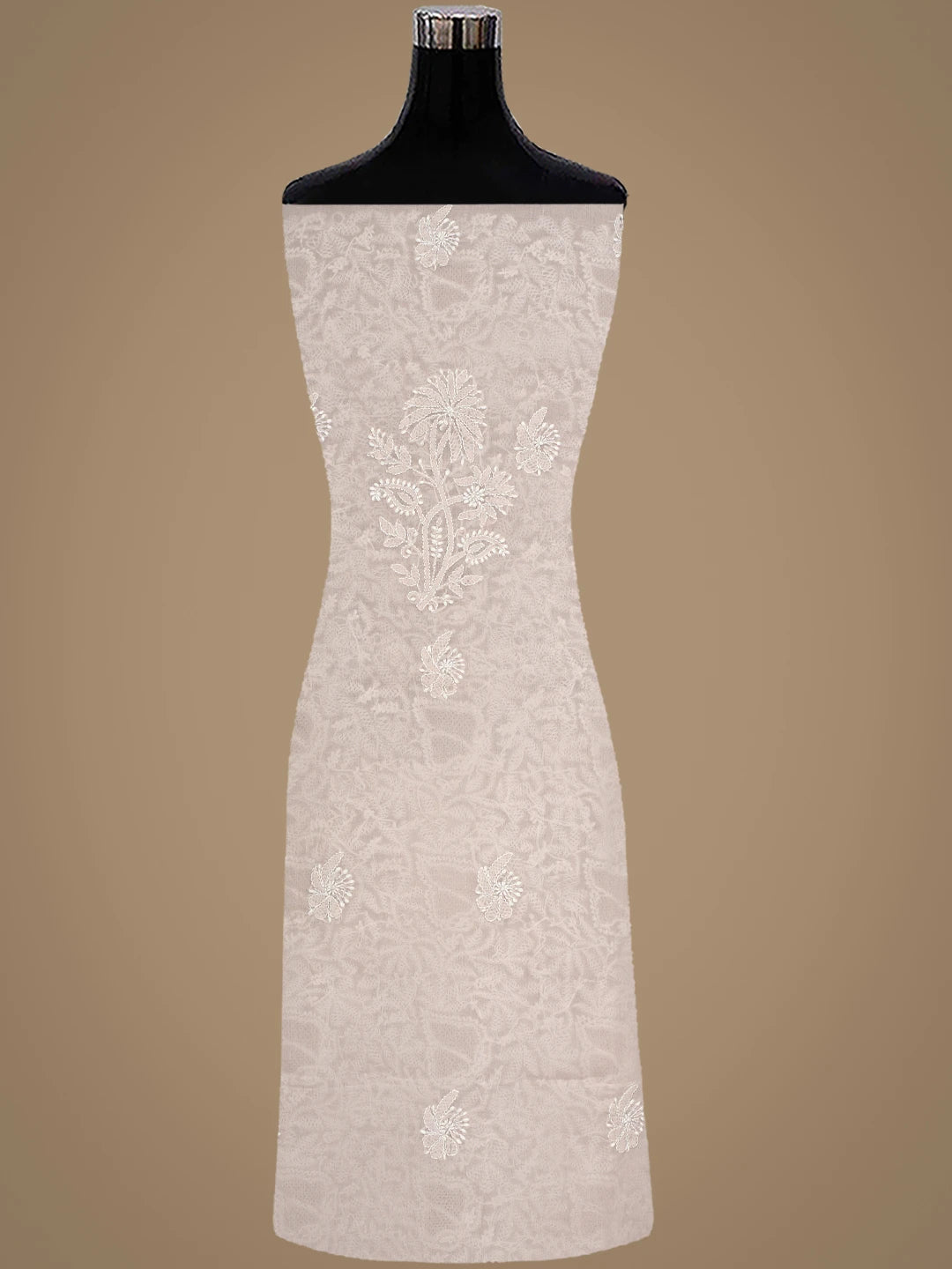 Ada Hand Embroidered Powder Petal Cotton Lucknowi Chikankari Unstitched Suit Piece With Chiffon Dupatta 01A919462
