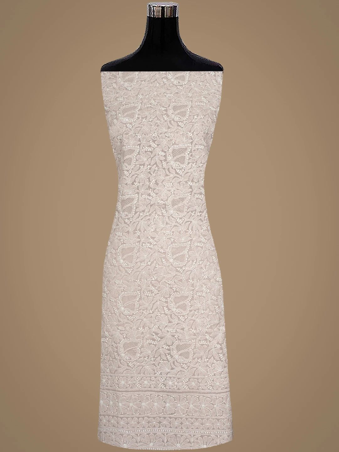 Ada Hand Embroidered Powder Petal Cotton Lucknowi Chikankari Unstitched Suit Piece With Chiffon Dupatta 01A919462
