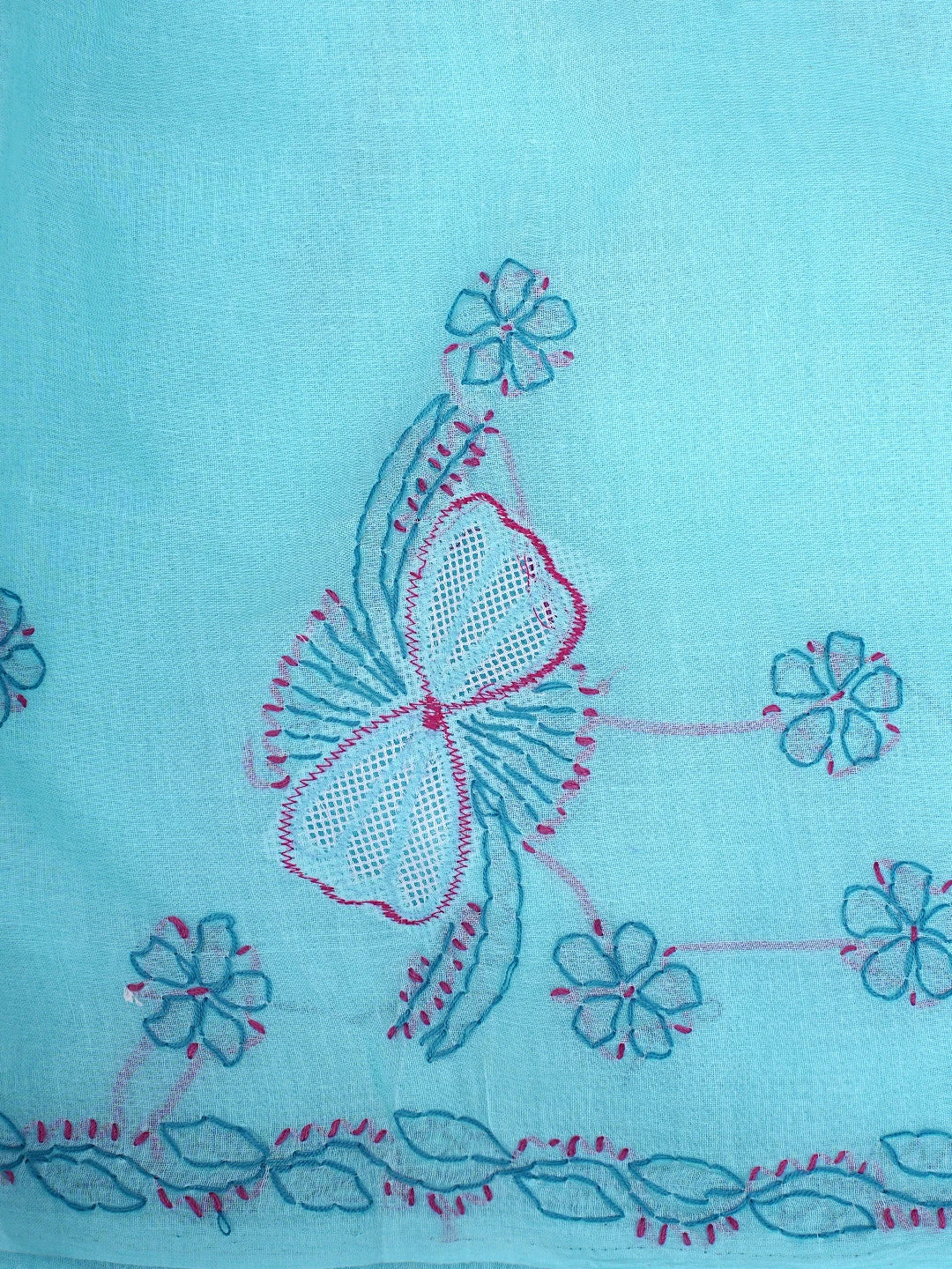 Ada Hand Embroidered Sky Blue Cotton Lucknowi Chikankari Unstitched Suit Piece 01A853521