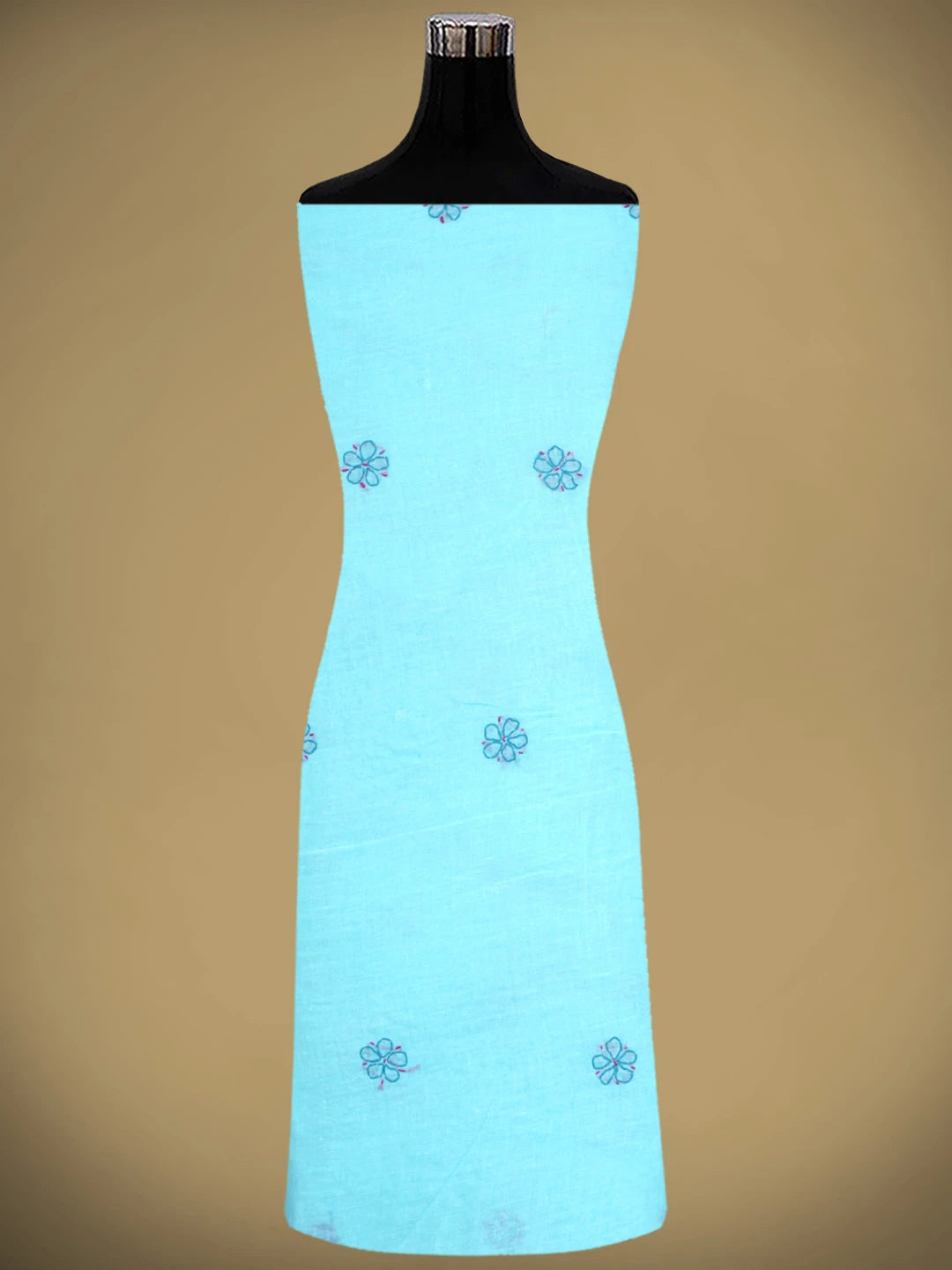 Ada Hand Embroidered Sky Blue Cotton Lucknowi Chikankari Unstitched Suit Piece 01A853521