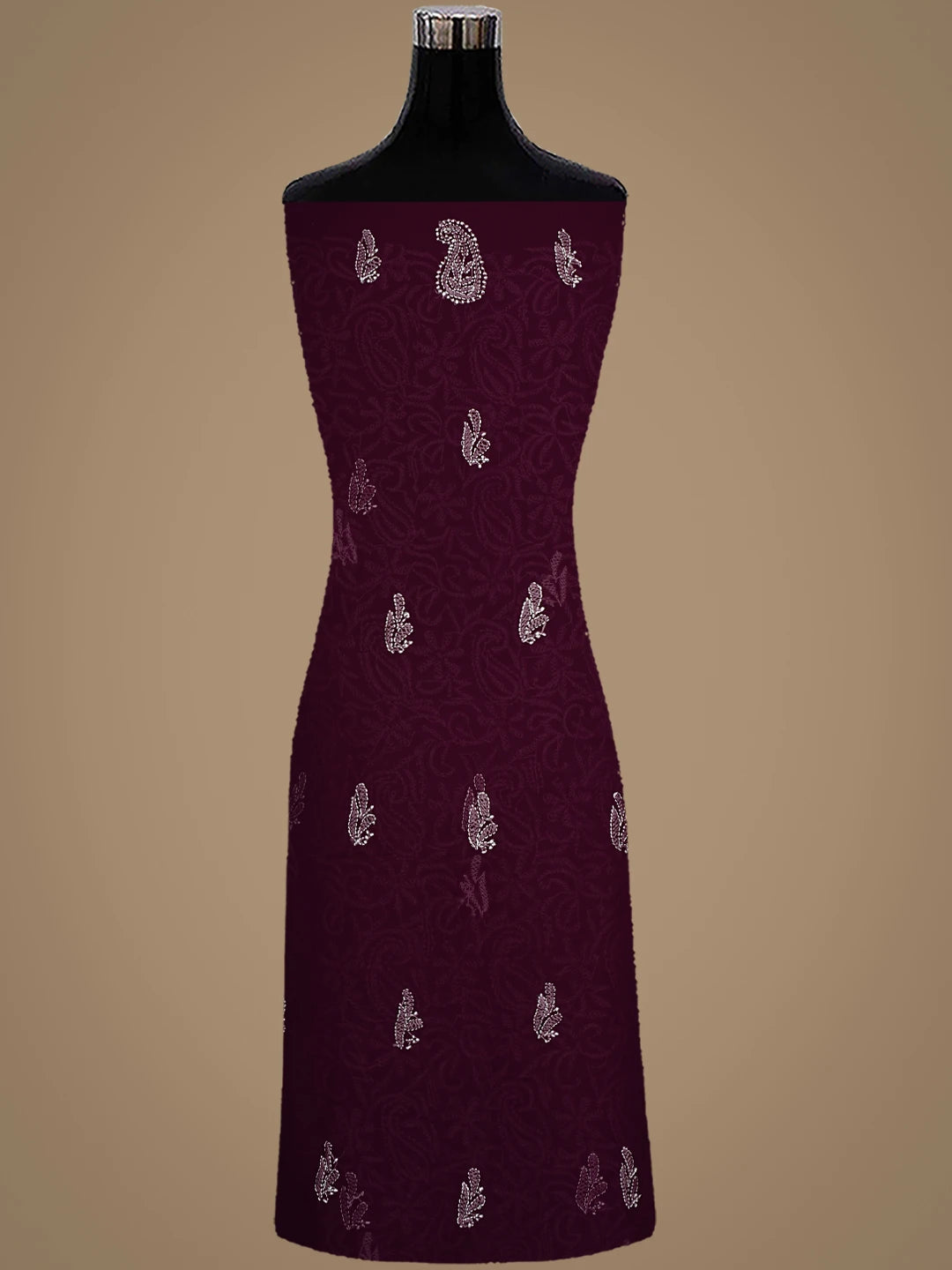 Ada Hand Embroidered Wine Georgette Lucknowi Chikankari Unstitched Suit Piece 01A915172