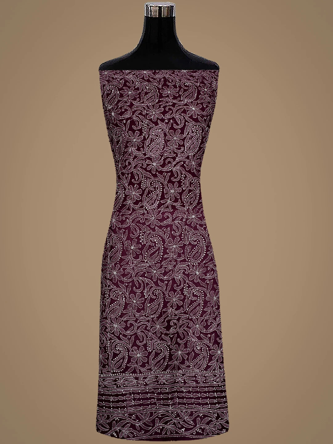 Ada Hand Embroidered Wine Georgette Lucknowi Chikankari Unstitched Suit Piece 01A915172