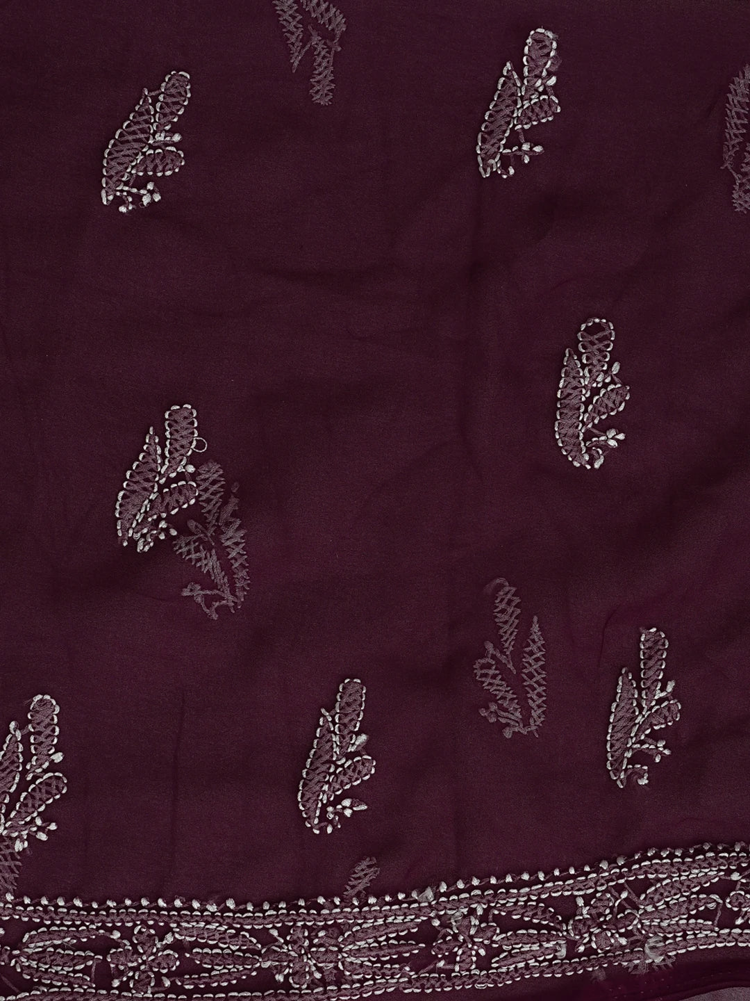 Ada Hand Embroidered Wine Georgette Lucknowi Chikankari Unstitched Suit Piece 01A915172