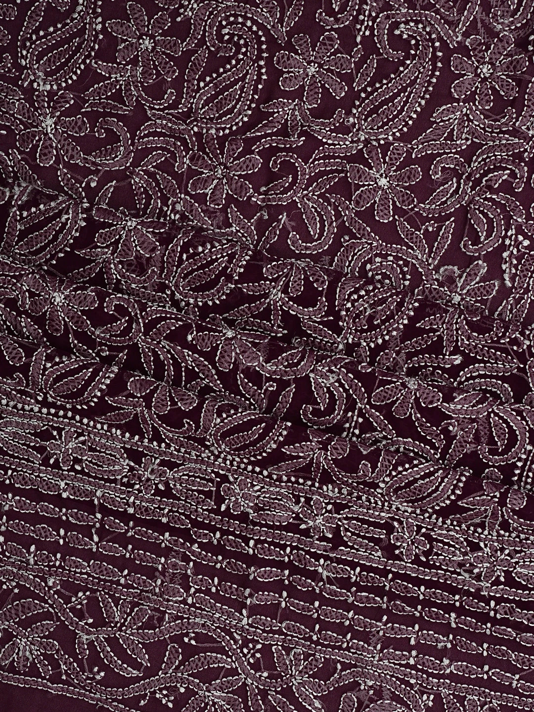 Ada Hand Embroidered Wine Georgette Lucknowi Chikankari Unstitched Suit Piece 01A915172