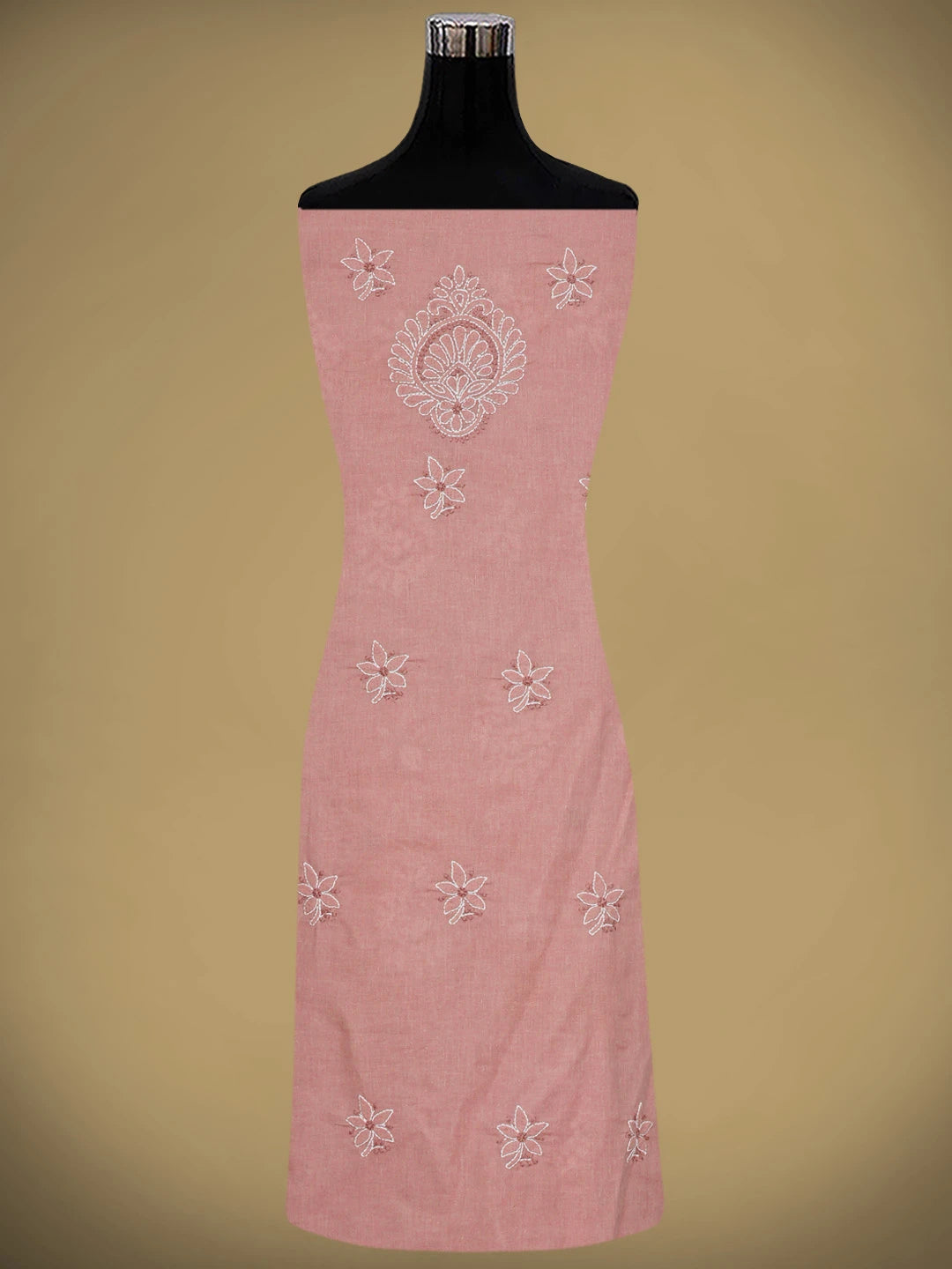 Ada Hand Embroidered Dusty Peach Cotton Lucknowi Chikankari Unstitched Suit Piece 01A920971