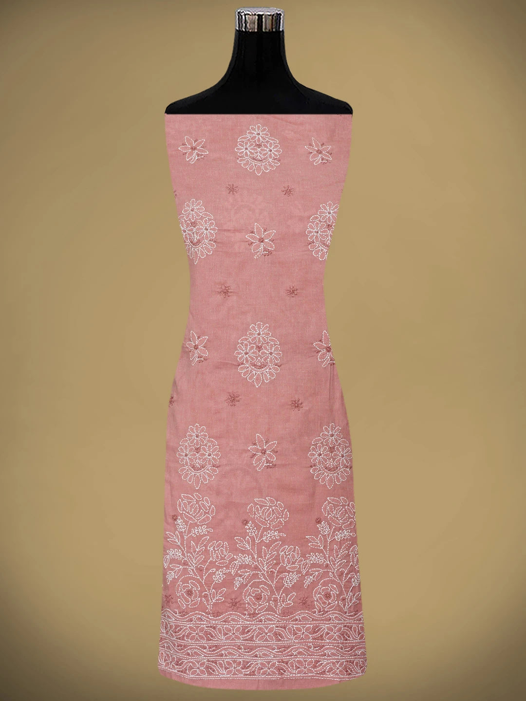 Ada Hand Embroidered Dusty Peach Cotton Lucknowi Chikankari Unstitched Suit Piece 01A920971