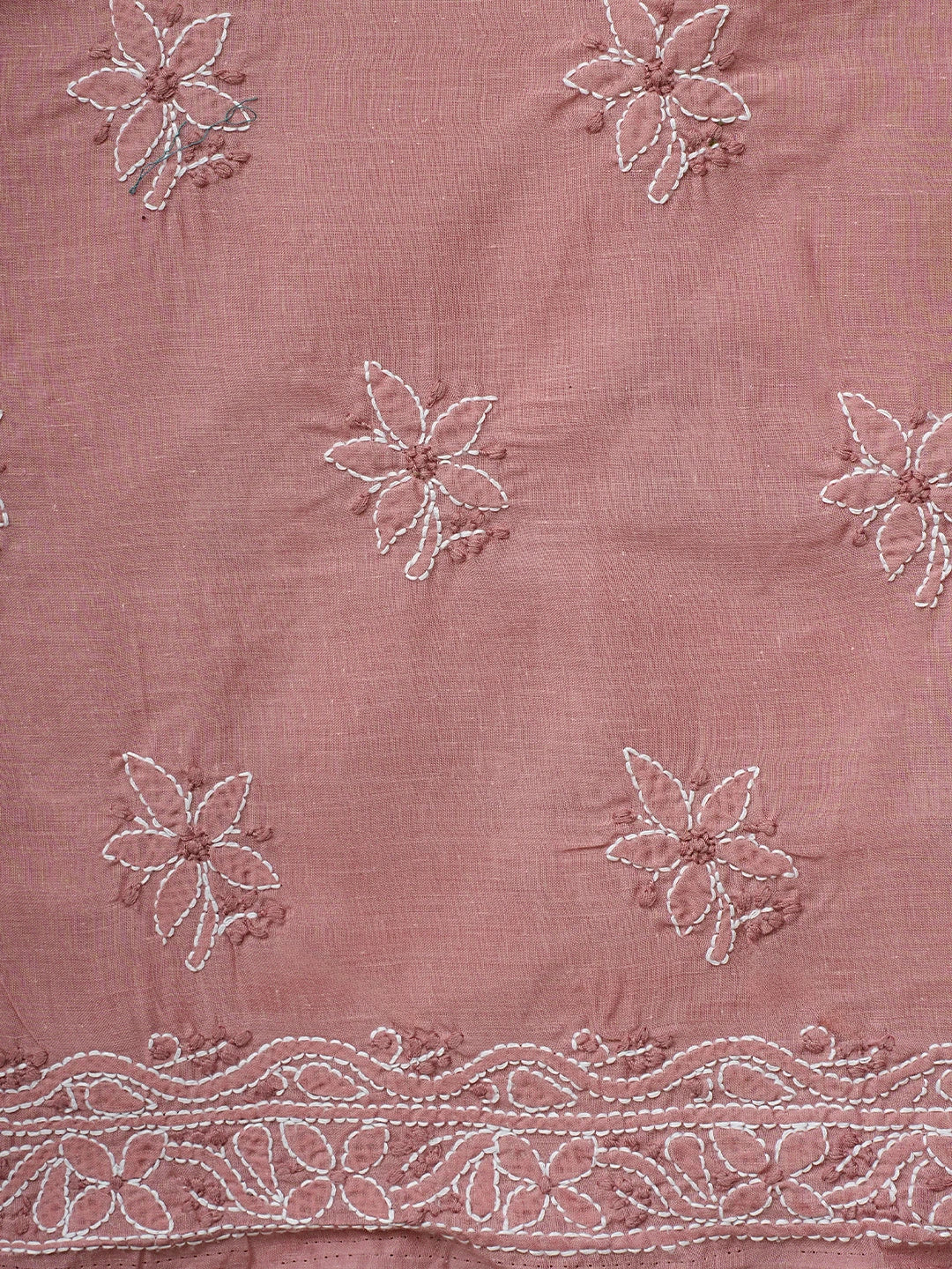 Ada Hand Embroidered Dusty Peach Cotton Lucknowi Chikankari Unstitched Suit Piece 01A920971
