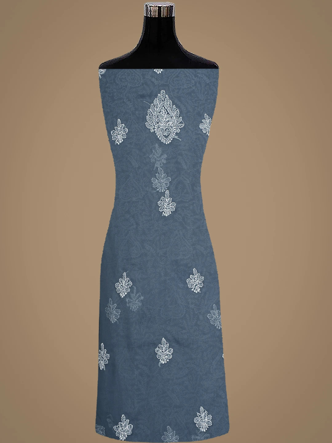 Ada Hand Embroidered Charcoal Grey Georgette Lucknowi Chikankari Unstitched Suit Piece 01A915222