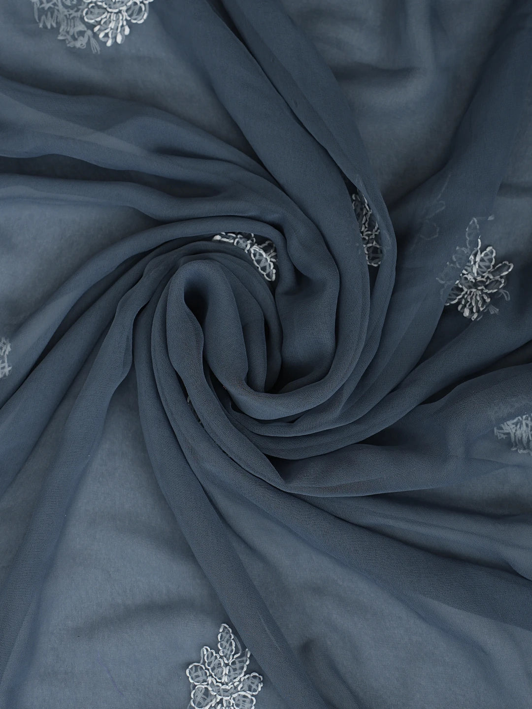 Ada Hand Embroidered Charcoal Grey Georgette Lucknowi Chikankari Unstitched Suit Piece 01A915222