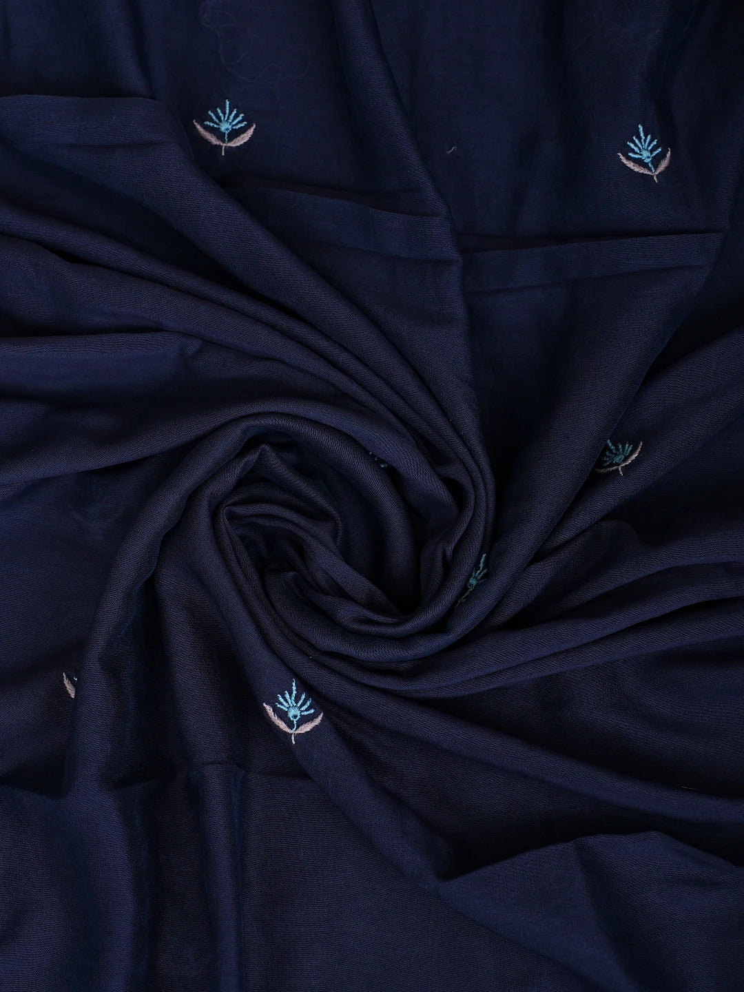 Ada Hand Embroidered Navy Blue Chanderi Lucknowi Chikankari Unstitched Kurta Dupatta Set 01918362