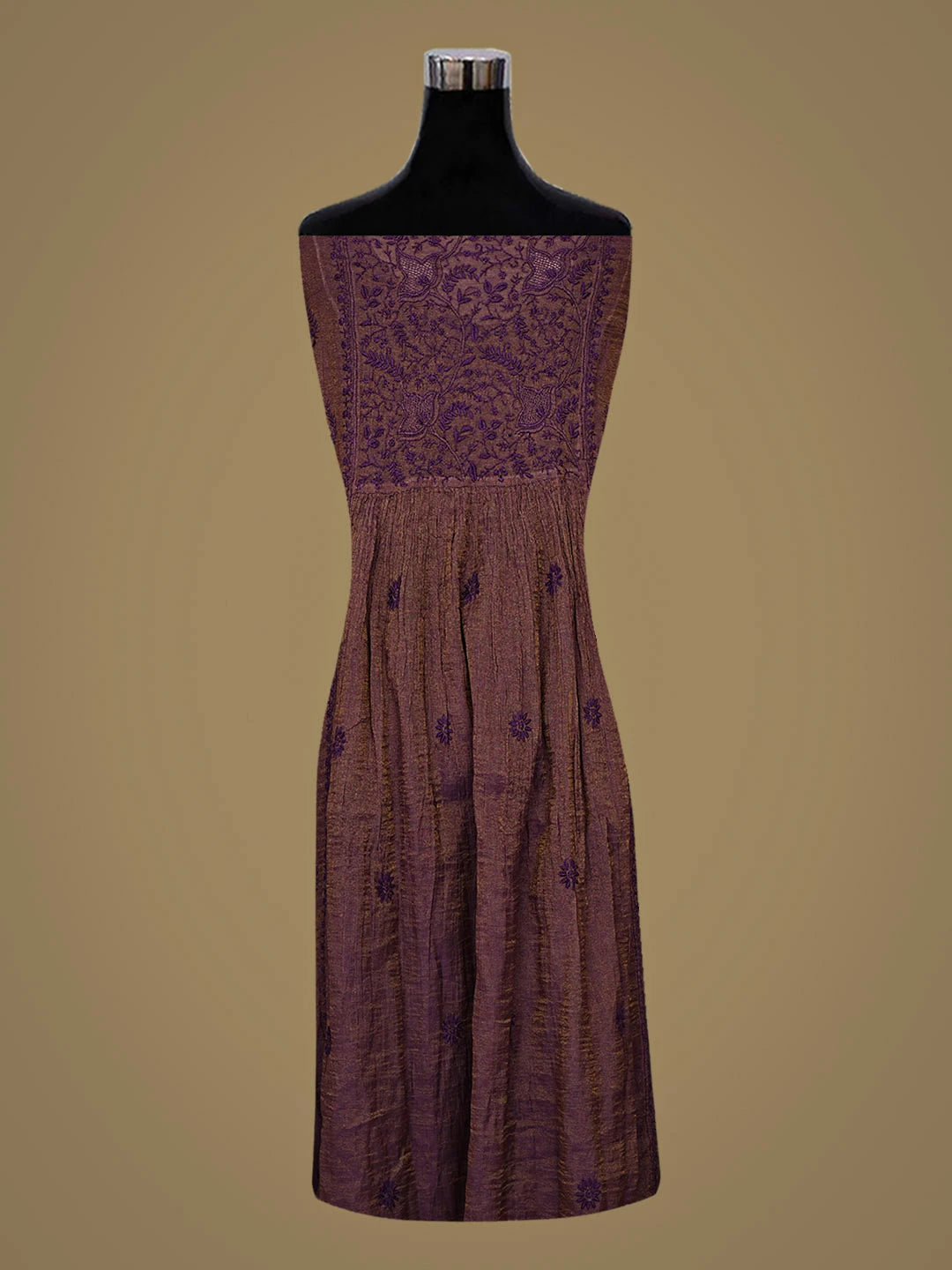 Ada Hand Embroidered Purple Tissue Lucknowi Chikankari Semi-stitched Kurta Dupatta Set 01A920349