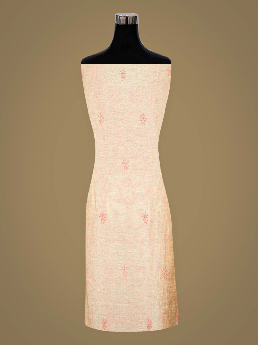 Ada Hand Embroidered Fawn Tissue Lucknowi Chikankari Unstitched Kurta Dupatta Set 01A920426