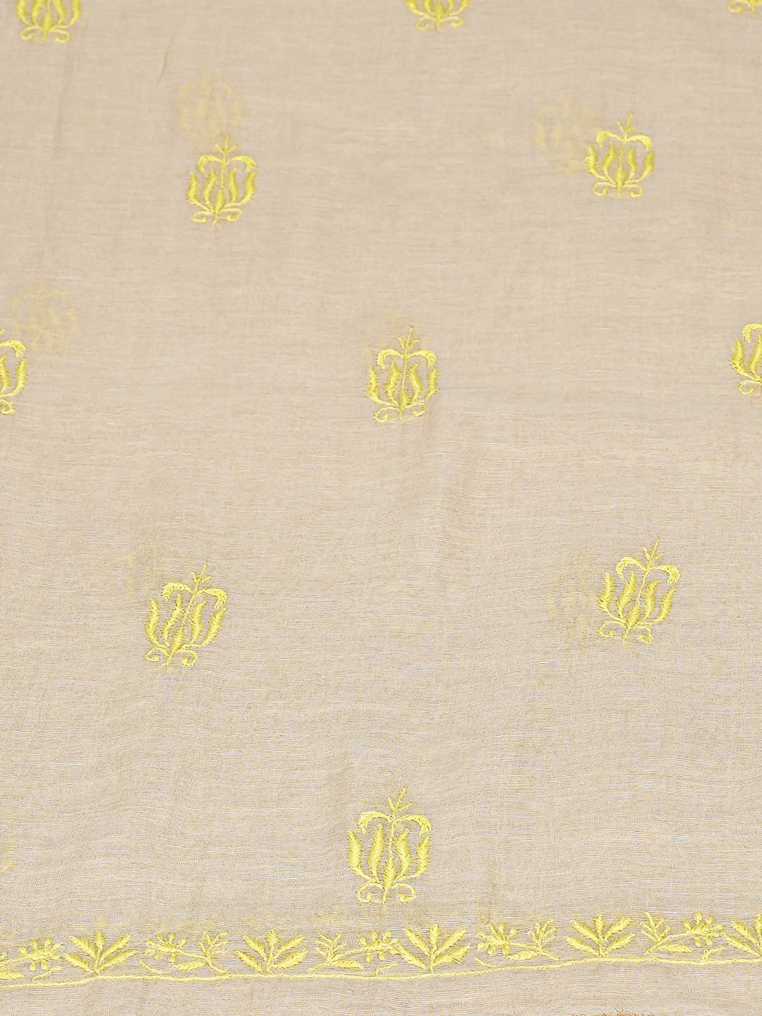 Ada Hand Embroidered Fawn Tissue Lucknowi Chikankari Unstitched Kurta Dupatta Set 01A920432