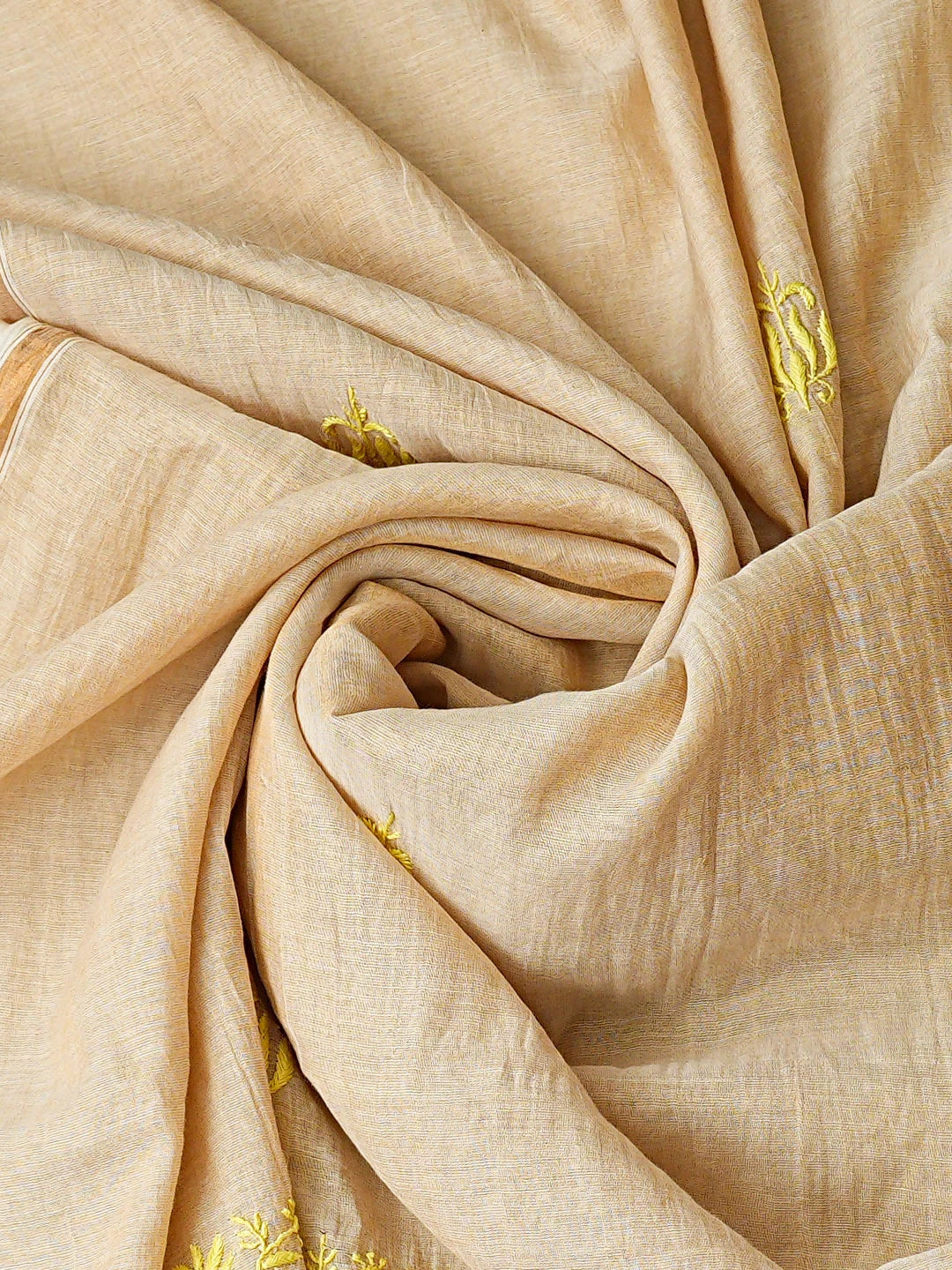 Ada Hand Embroidered Fawn Tissue Lucknowi Chikankari Unstitched Kurta Dupatta Set 01A920432