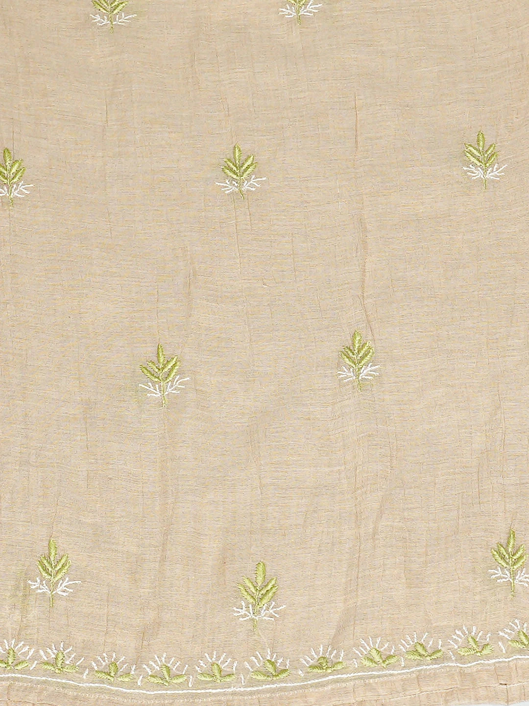 Ada Hand Embroidered Fawn Tissue Lucknowi Chikankari Semi-stitched Kurta Dupatta Set 01A920395