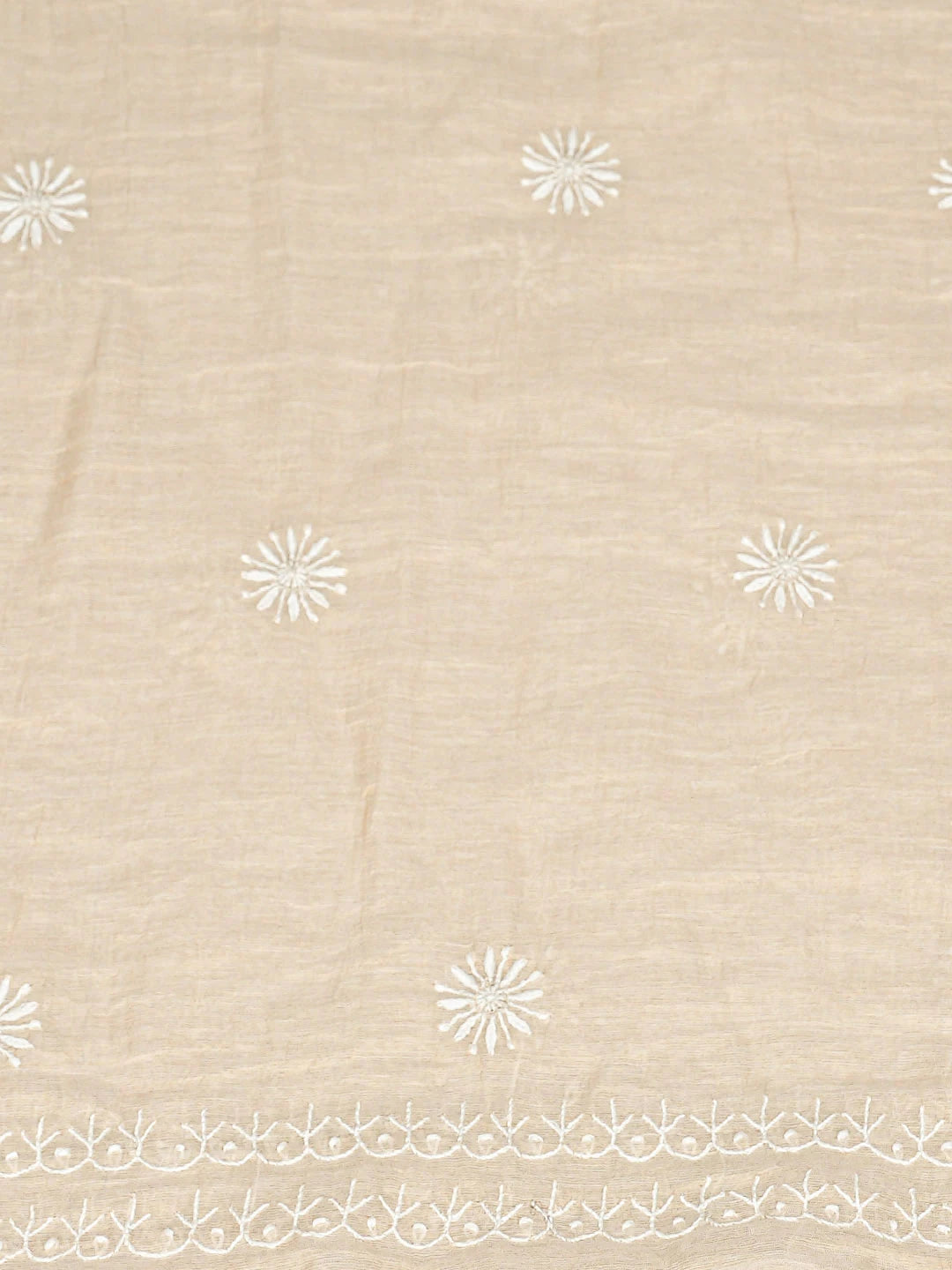 Ada Hand Embroidered Fawn Tissue Lucknowi Chikankari Unstitched Kurta Dupatta Set 01A920423