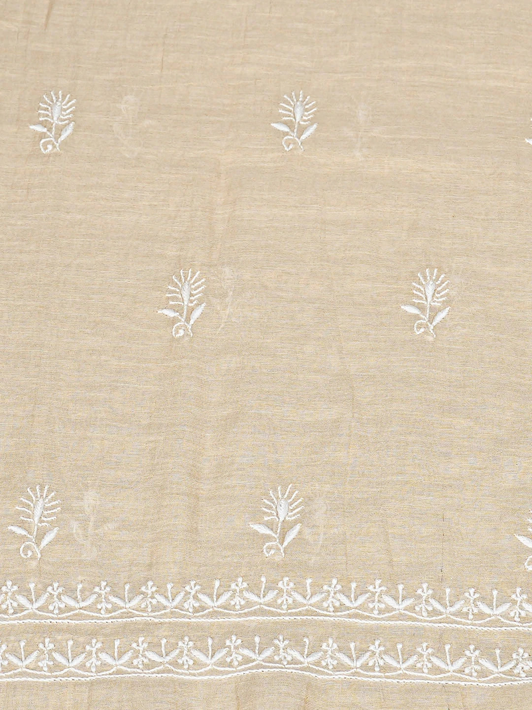 Ada Hand Embroidered Fawn Tissue Lucknowi Chikankari Unstitched Kurta Dupatta Set 01A920425