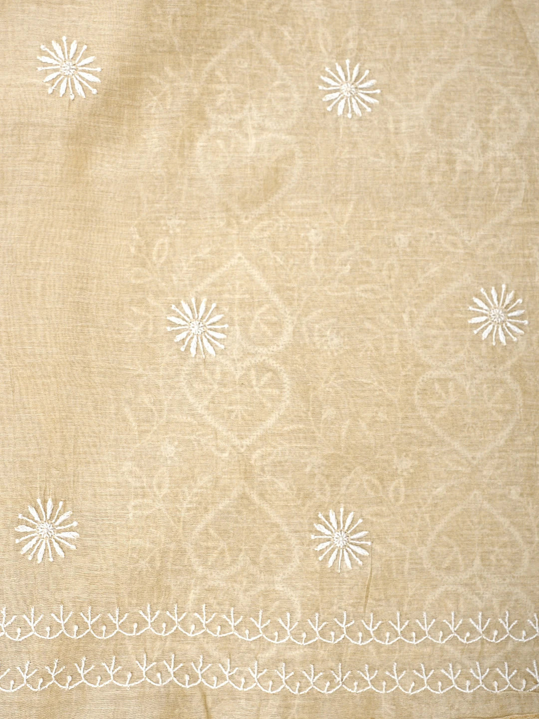 Ada Hand Embroidered Fawn Tissue Lucknowi Chikankari Unstitched Kurta Dupatta Set 01A920427