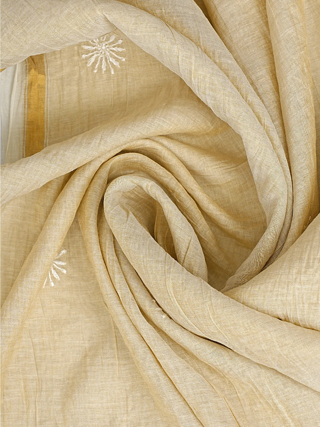 Ada Hand Embroidered Fawn Tissue Lucknowi Chikankari Unstitched Kurta Dupatta Set 01A920427